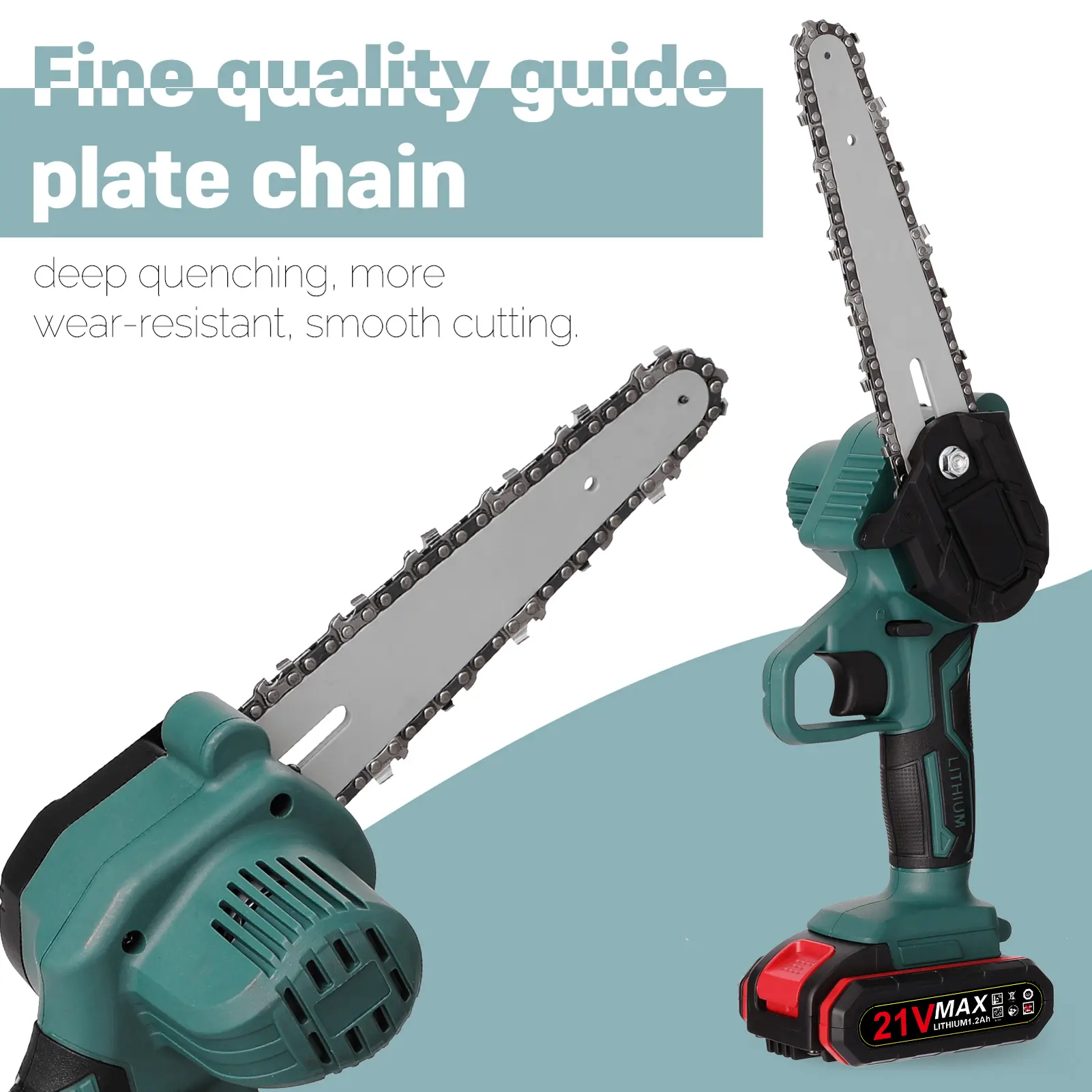 KKMOON 21V 24V 4Inch 6 Inch Electric Chain Saw Cordless Mini Handheld Pruning Saw Portable Woodworking Electric Saw Cutting Tool