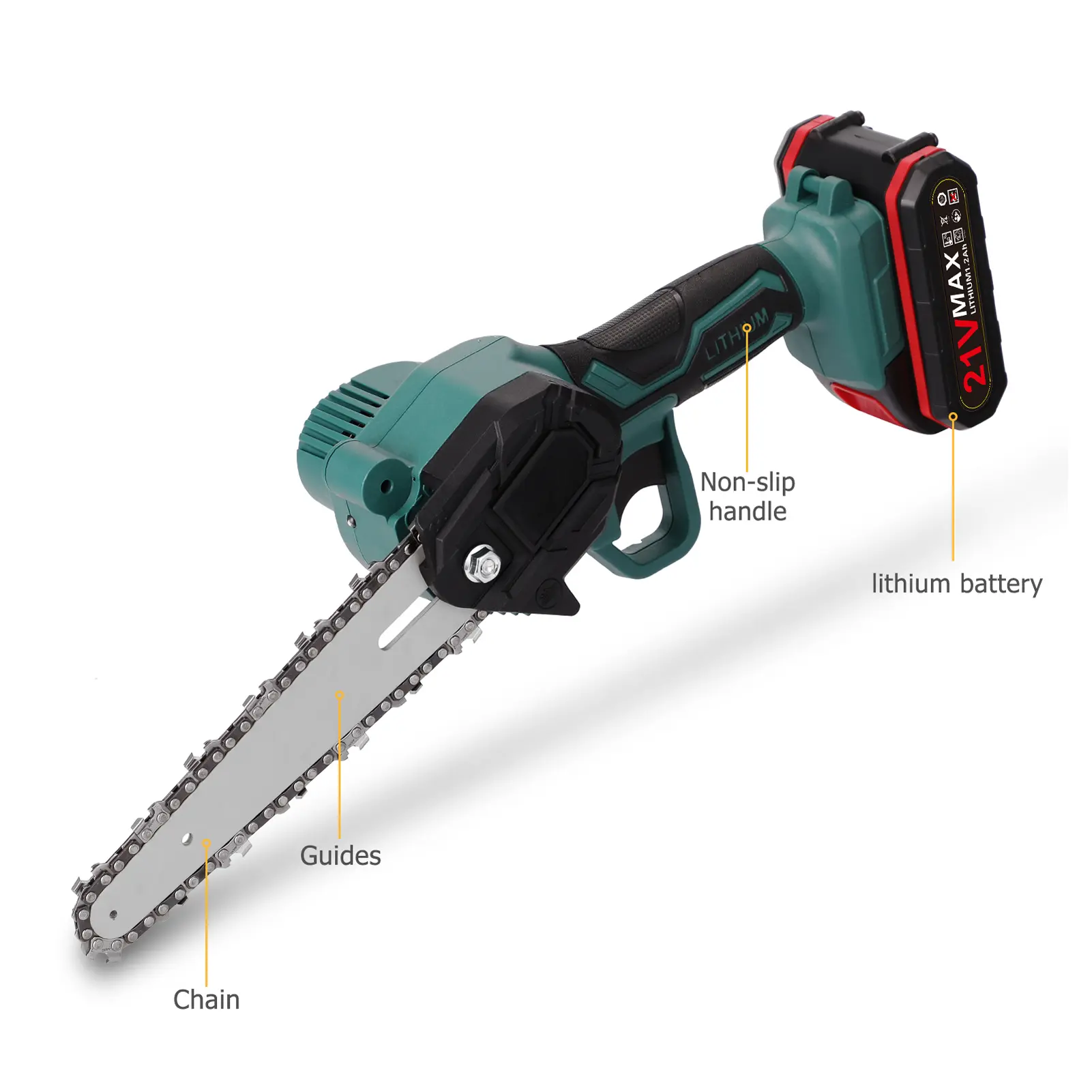 KKMOON 21V 24V 4Inch 6 Inch Electric Chain Saw Cordless Mini Handheld Pruning Saw Portable Woodworking Electric Saw Cutting Tool