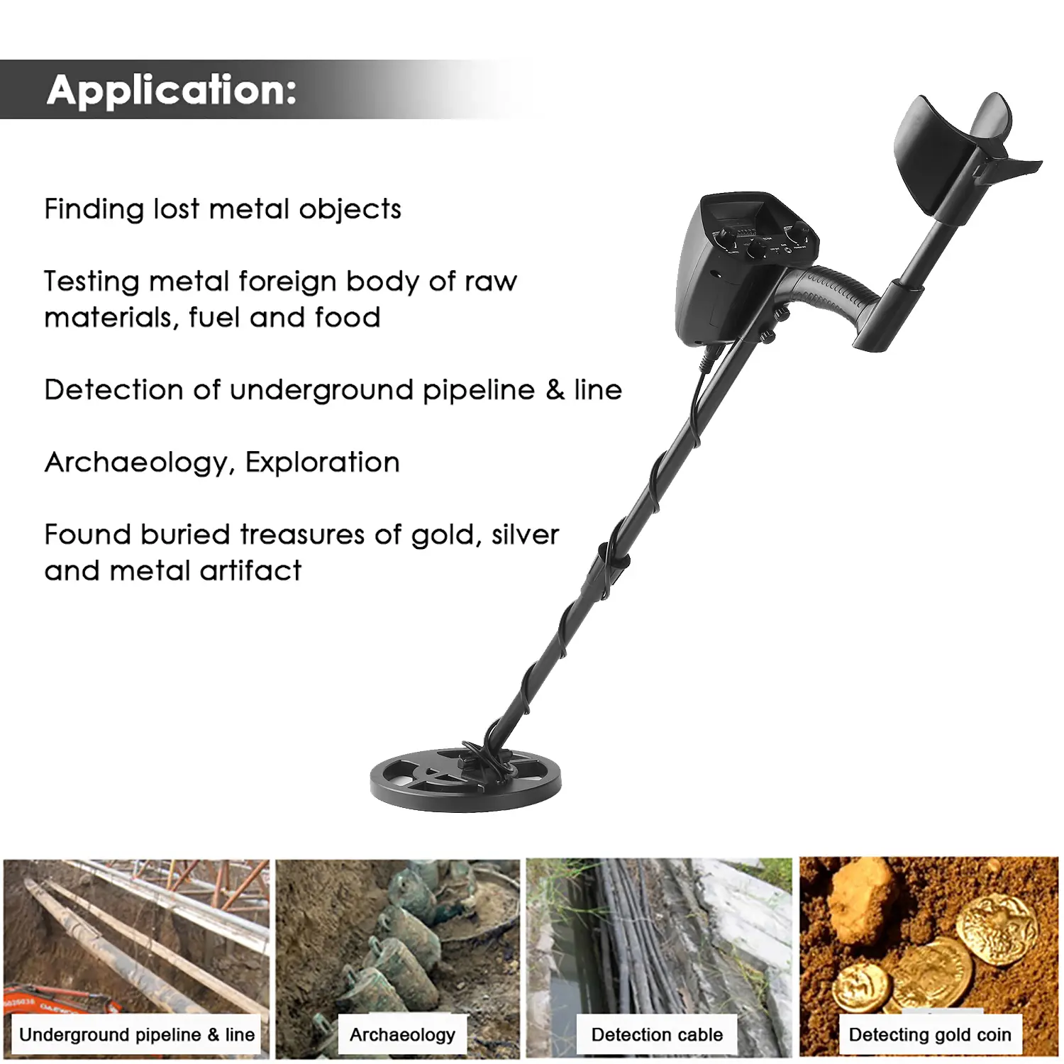 Metal Detector Underground Gold Detector Metal Length Adjustable Treasure Hunter Seeker Portable Hunter Detector Finder Seeker