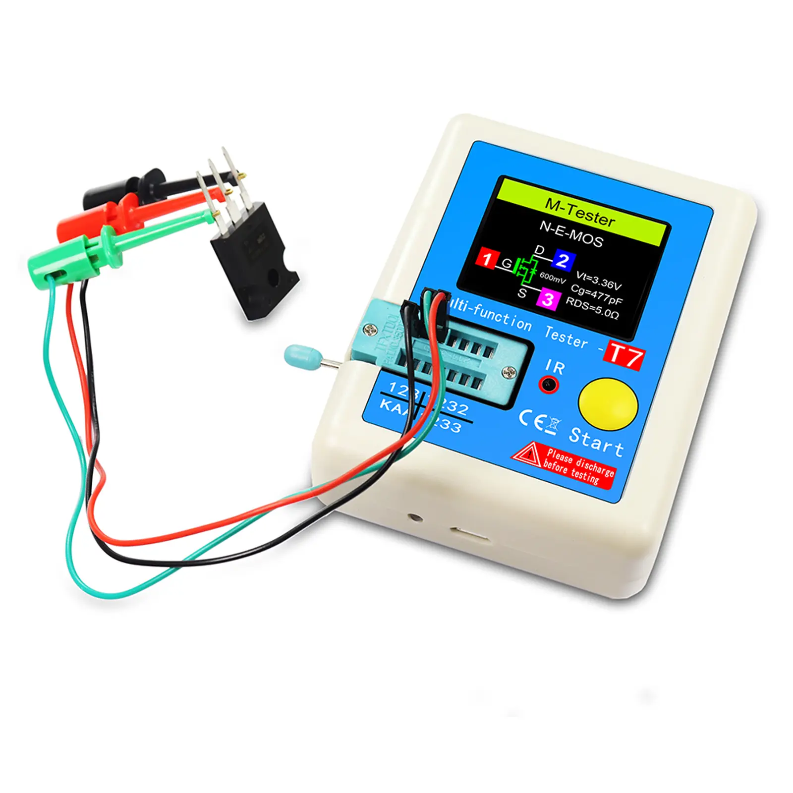 LCR-T7 Full Color Display Transistor Meter Capacitance Resistance Tester for Diode Triode Capacitor Resistor Transistor LCR NPN
