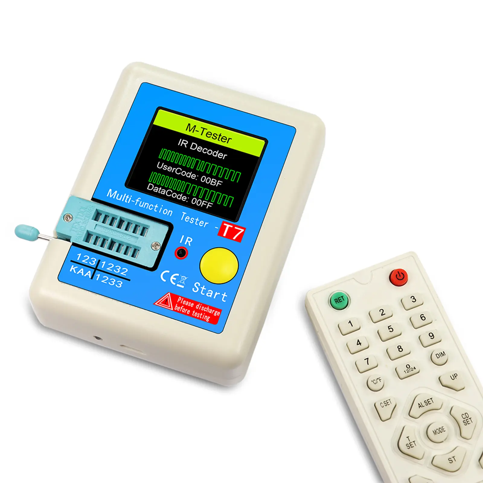 LCR-T7 Full Color Display Transistor Meter Capacitance Resistance Tester for Diode Triode Capacitor Resistor Transistor LCR NPN