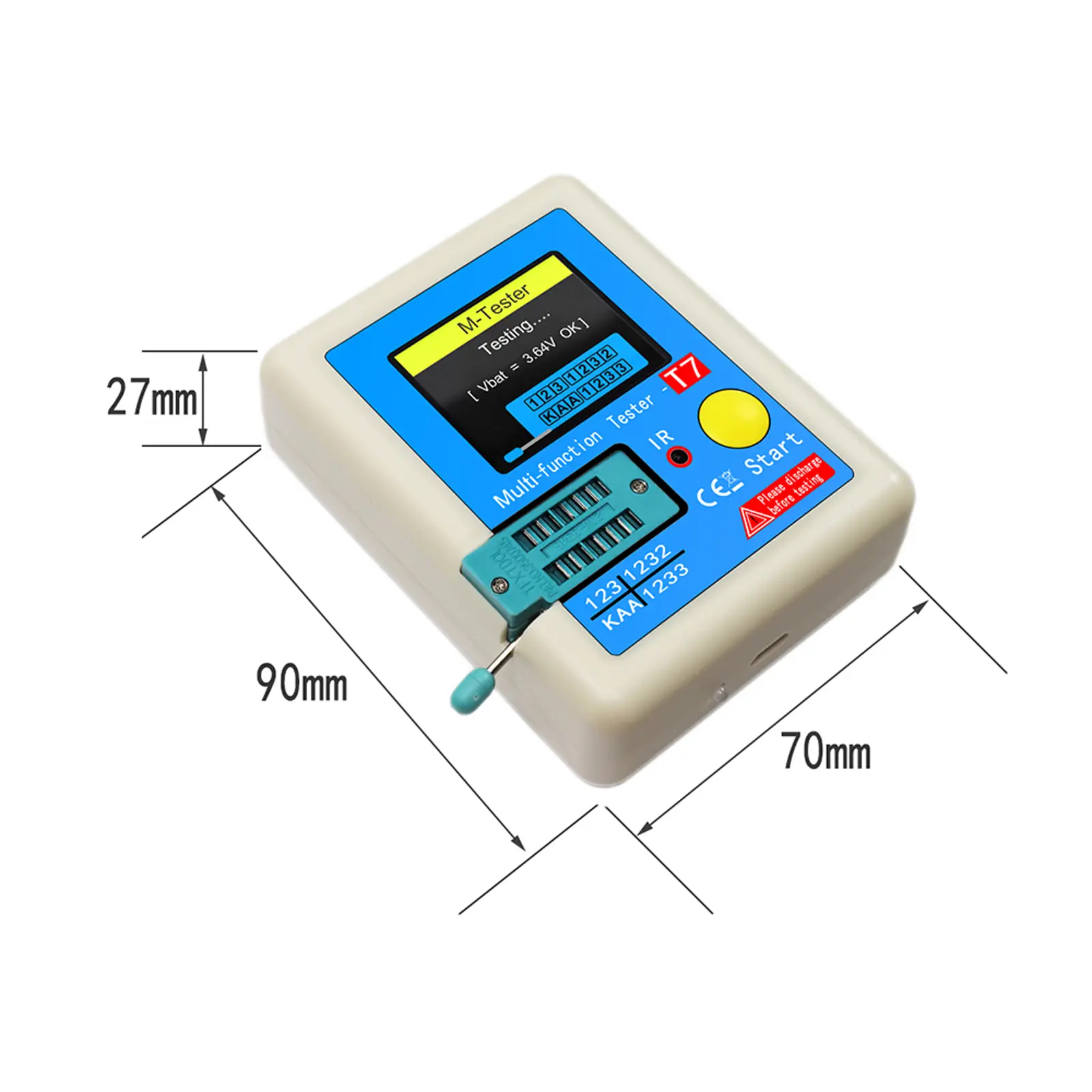 LCR-T7 Full Color Display Transistor Meter Capacitance Resistance Tester for Diode Triode Capacitor Resistor Transistor LCR NPN