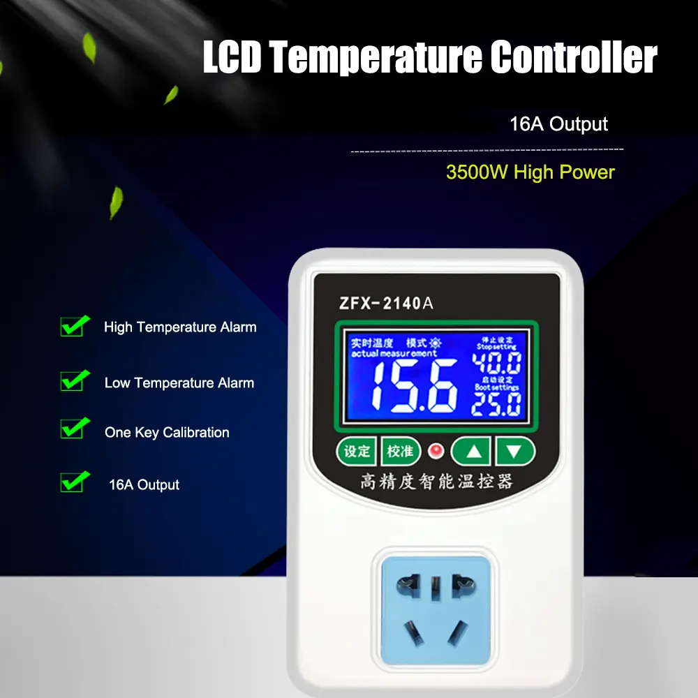 ZFX-2140A Intelligent Thermostat High Precision Microcomputer Thermostat Digital Temperature Controller Switch 3500W -45℃~105℃