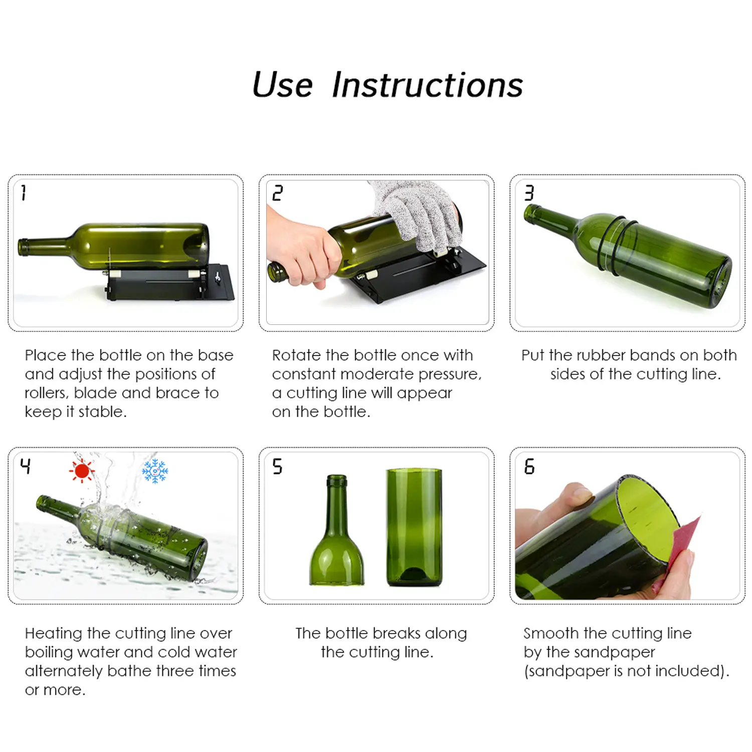 19pc Glass Bottle Cutter Stainless Iron Better Cutting Control Create Glass Sculptures Cutter for DIY Glass Cutting Machine Tool