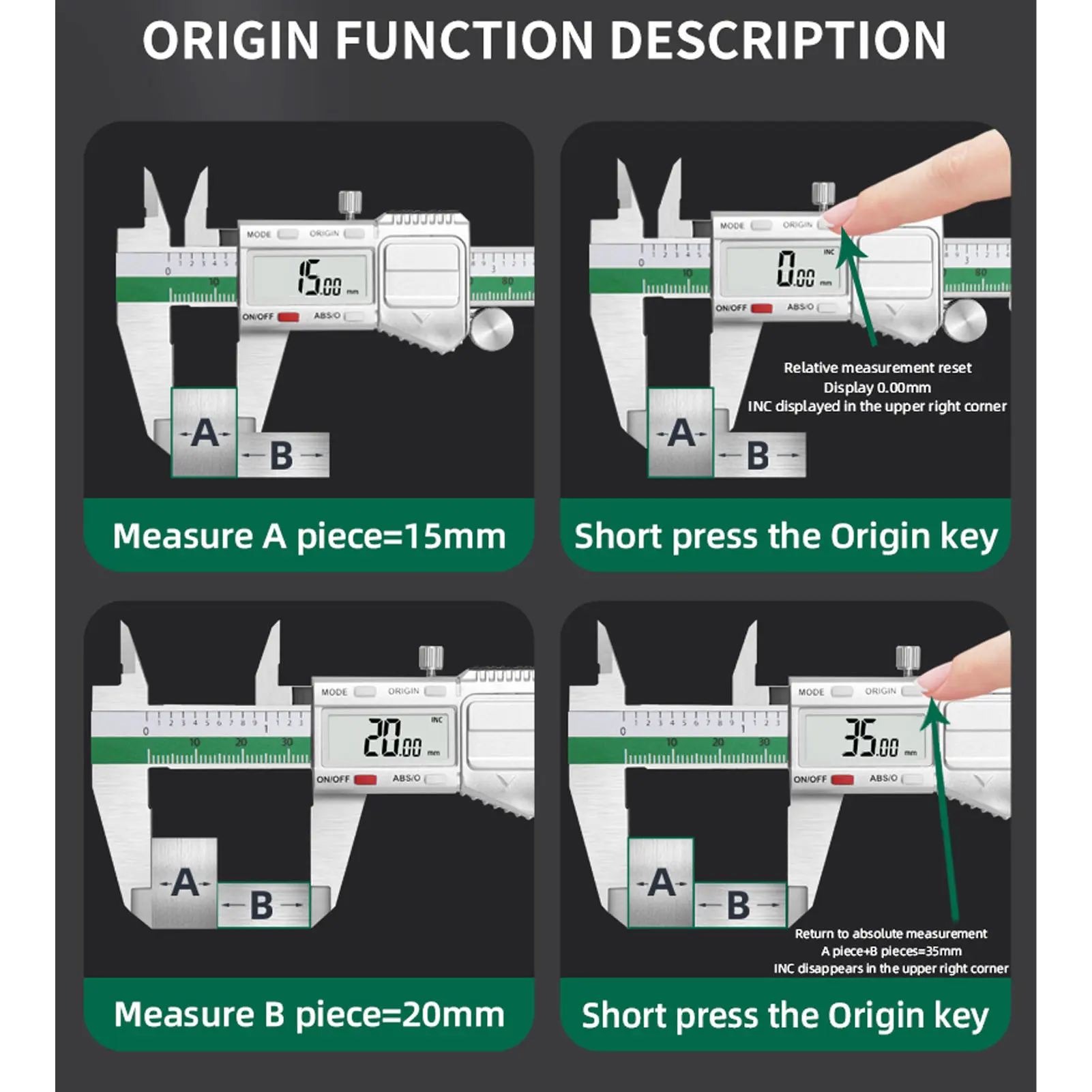 Digital Caliper Digital Caliper Measuring Tool Auto Shut Down 3 Units Lockable Continuous Measurement Stainless Steel for Home