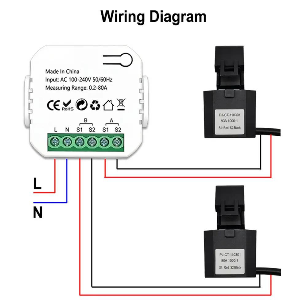 ZigBee Tuya Wifi Intelligent Energy Meter Solar PV System Power Meter Electric Consumption Bidirectional Monitoring APP Control