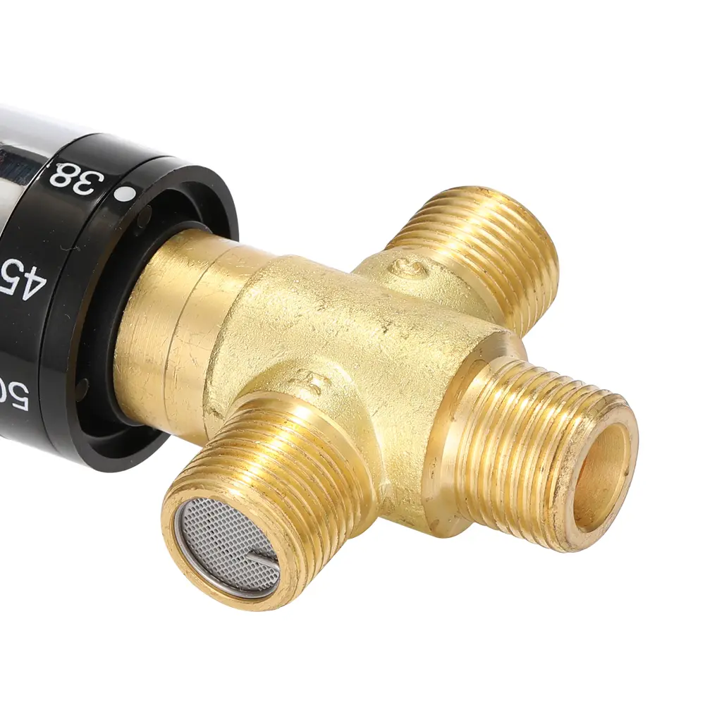 Bathroom Brass PipeThermostat Faucet Adjustable Thermostatic Mixer Valve Water Mixing Temperature Control Valve For Water Heater