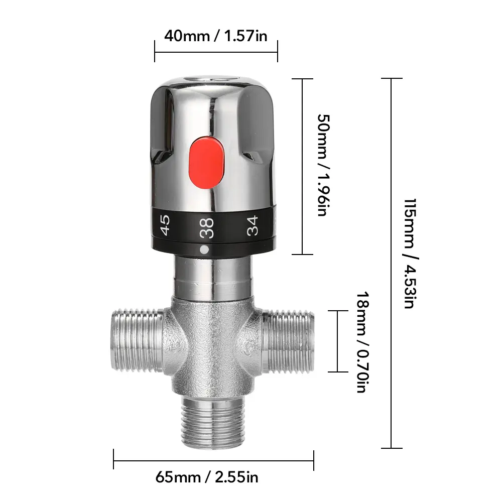 Bathroom Brass PipeThermostat Faucet Adjustable Thermostatic Mixer Valve Water Mixing Temperature Control Valve For Water Heater