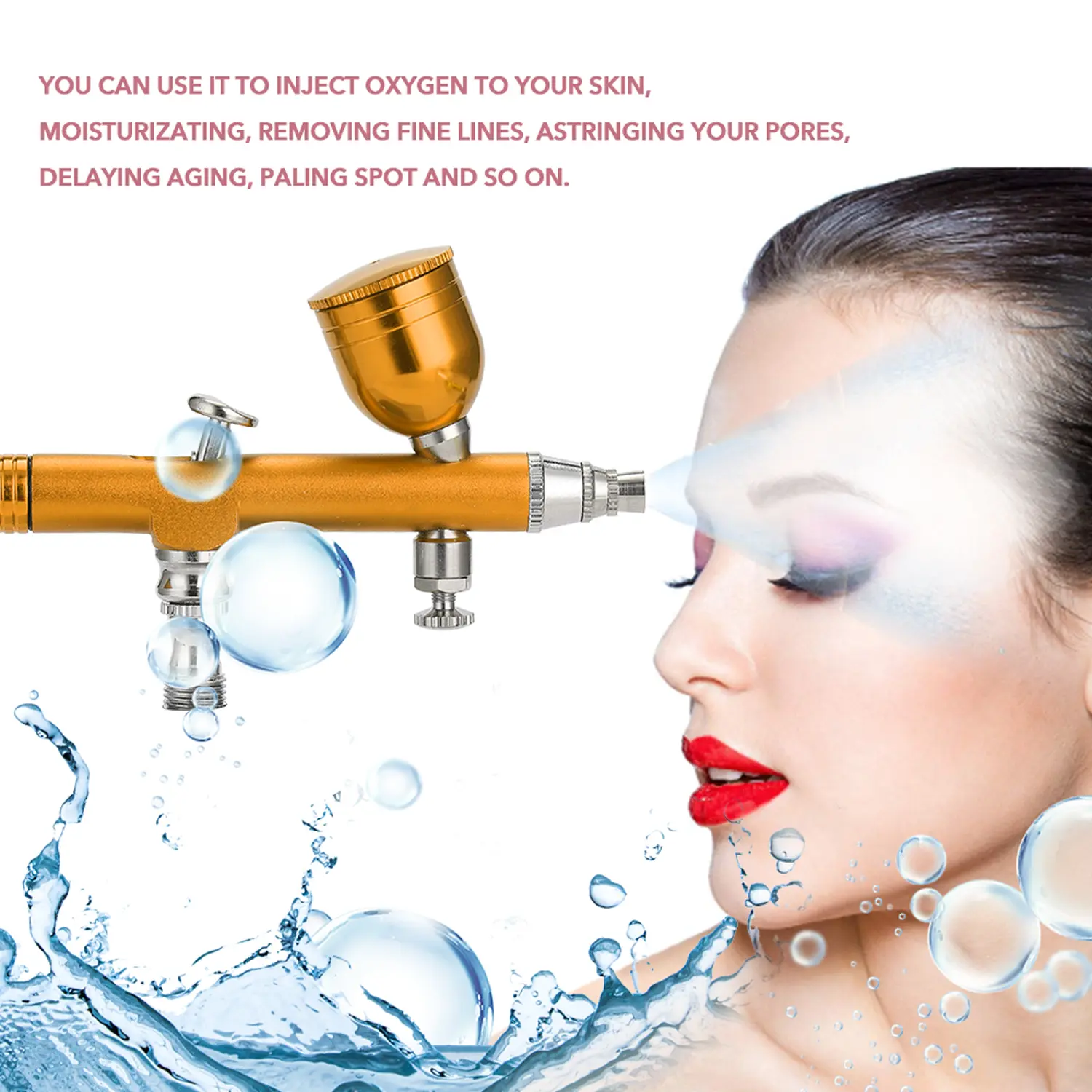 KKMOON Airbrush Tool Dual Action Gravity Feed 0.3mm Nozzle Spray Gun Cake Decorating Brushes For Nail Manicure With Wrench Straw