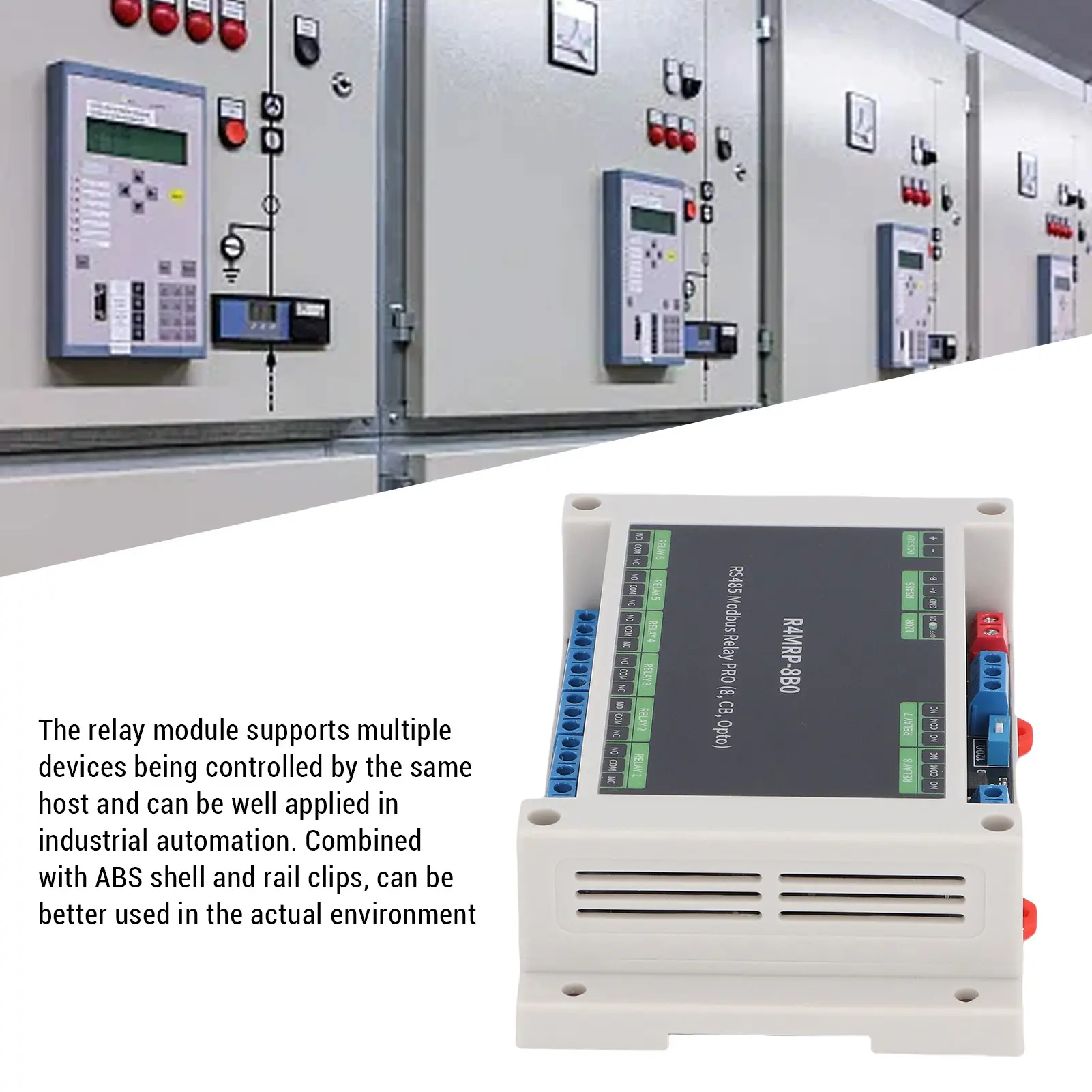 Relay Module 8 Channel 485 Rail RTU Optocoupler Isolation Module for Industrial Automation Industrial 8 Channel Relay Module