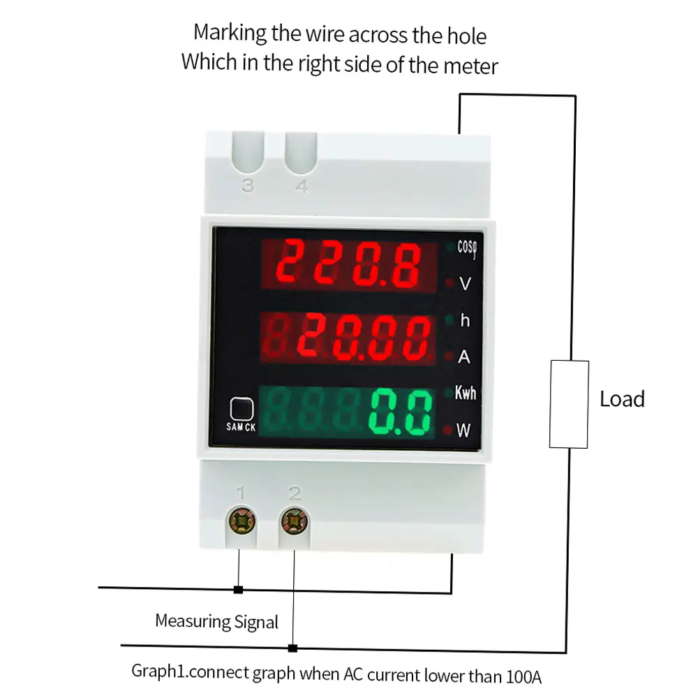 AC80-300V 100A Multi-functional Digital Din Rail Current Voltage Power Factor Meter Ammeter Voltmeter Analog Panel Current Meter
