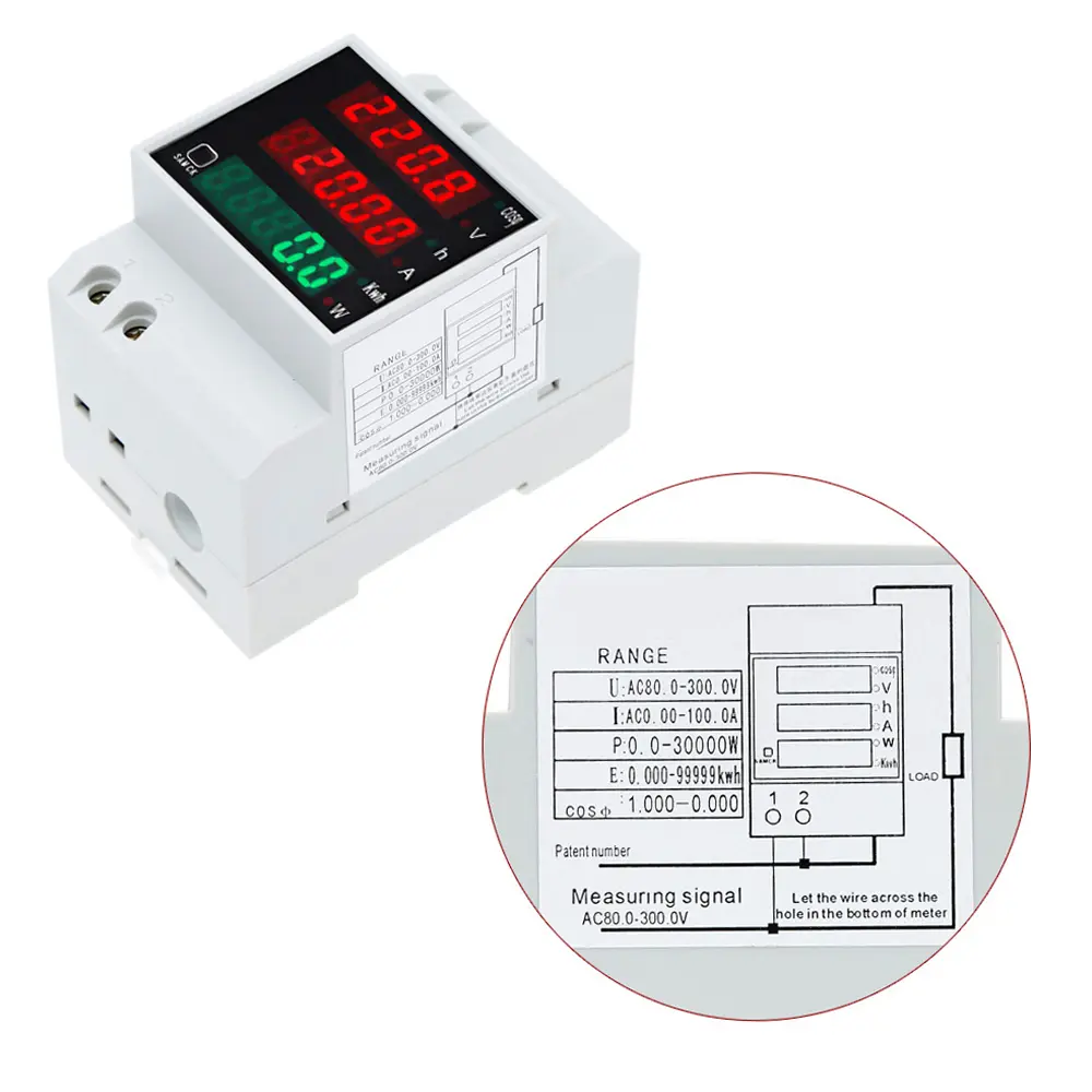 AC80-300V 100A Multi-functional Digital Din Rail Current Voltage Power Factor Meter Ammeter Voltmeter Analog Panel Current Meter