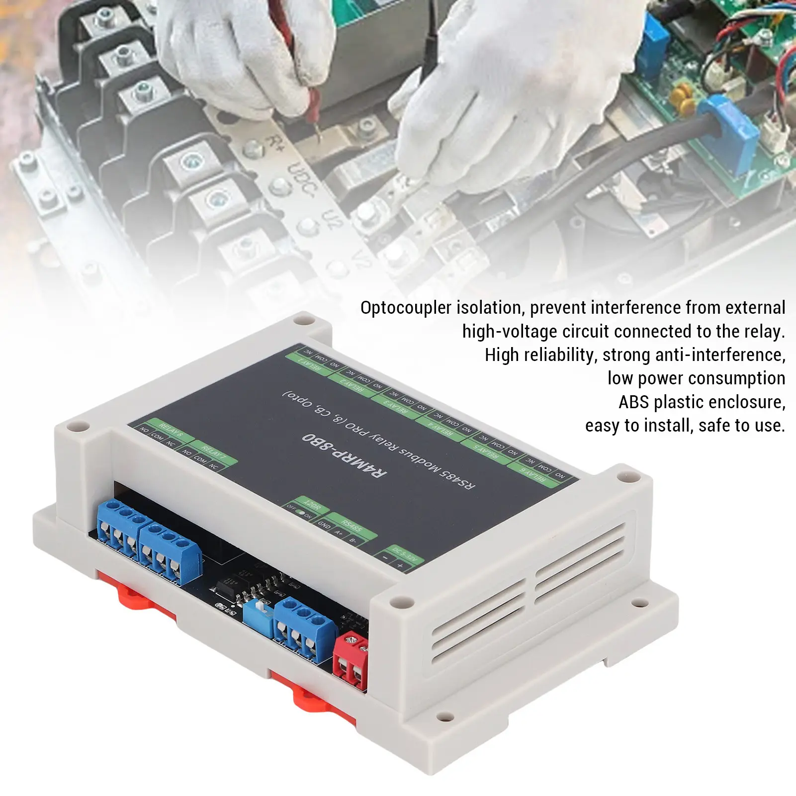 Relay Module 8 Channel 485 Rail RTU Optocoupler Isolation Module for Industrial Automation Industrial 8 Channel Relay Module