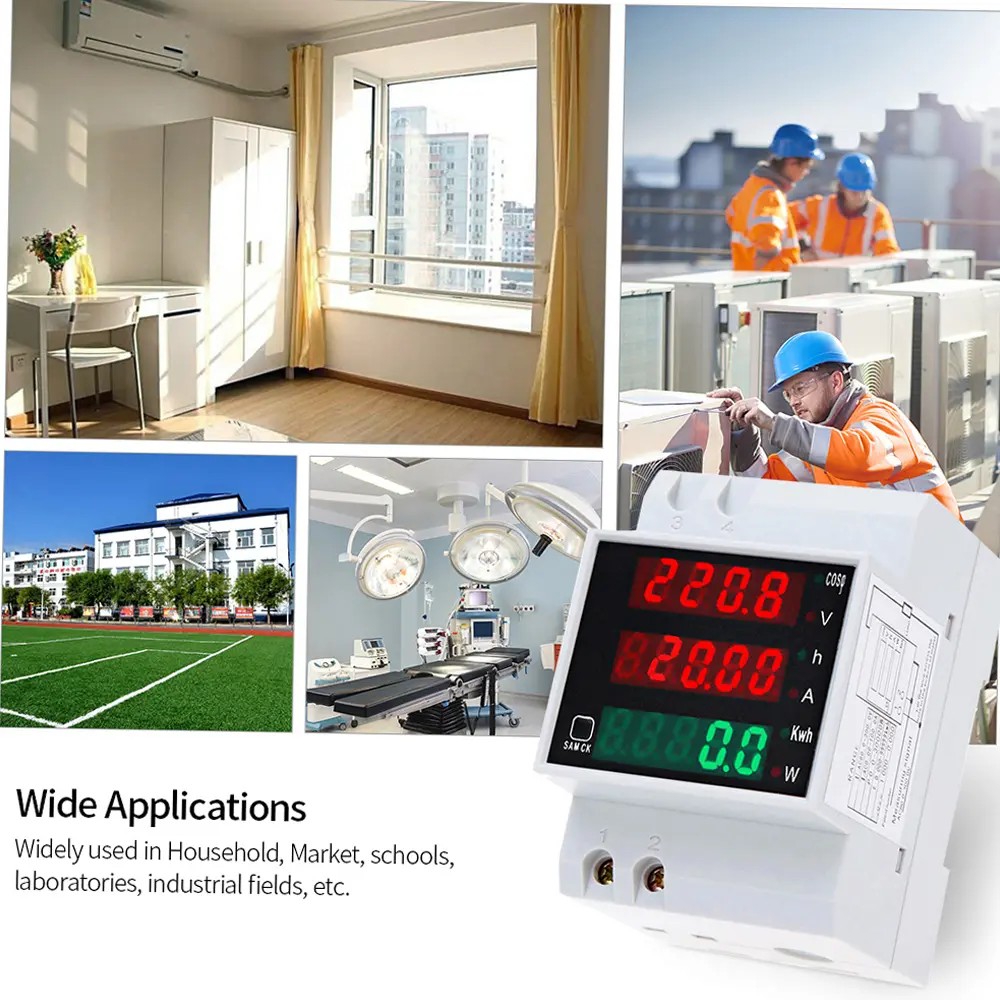 AC80-300V 100A Multi-functional Digital Din Rail Current Voltage Power Factor Meter Ammeter Voltmeter Analog Panel Current Meter