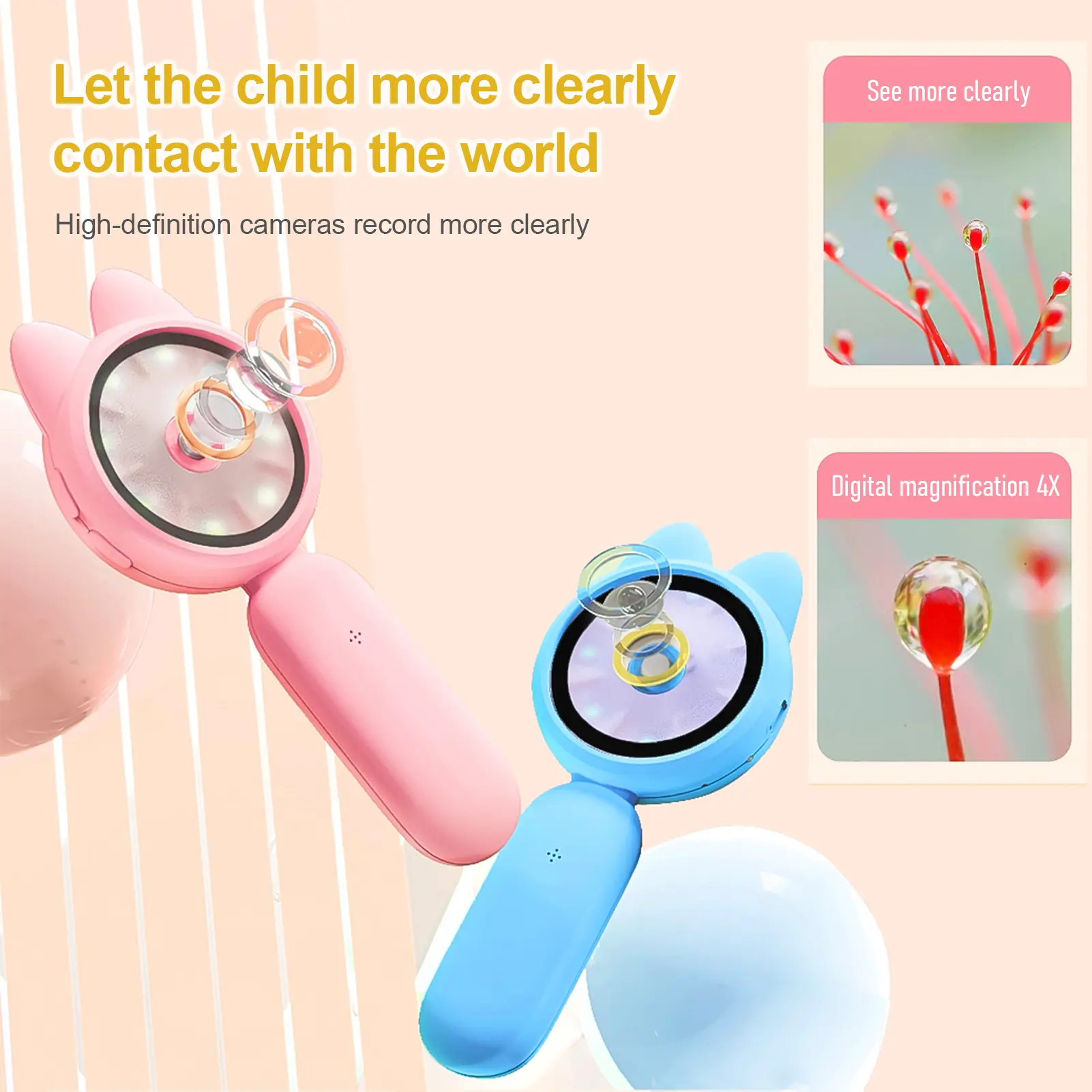 Handheld Digital Magnifying Glass 2 Inch IPS Screen 4X Magnifier Digital Zoom Manual Focus 16MP Photo LED Fill Lights Magnifier