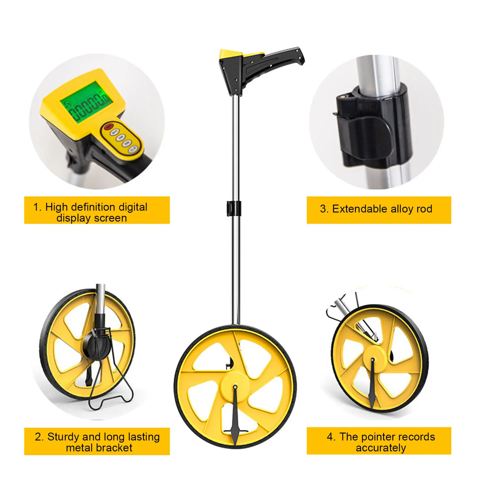 Rolling Tape Measure Wheel High  Measuring Wheel Wide Range Imperial Metric Backlit Display for Indoor Outdoor Projects