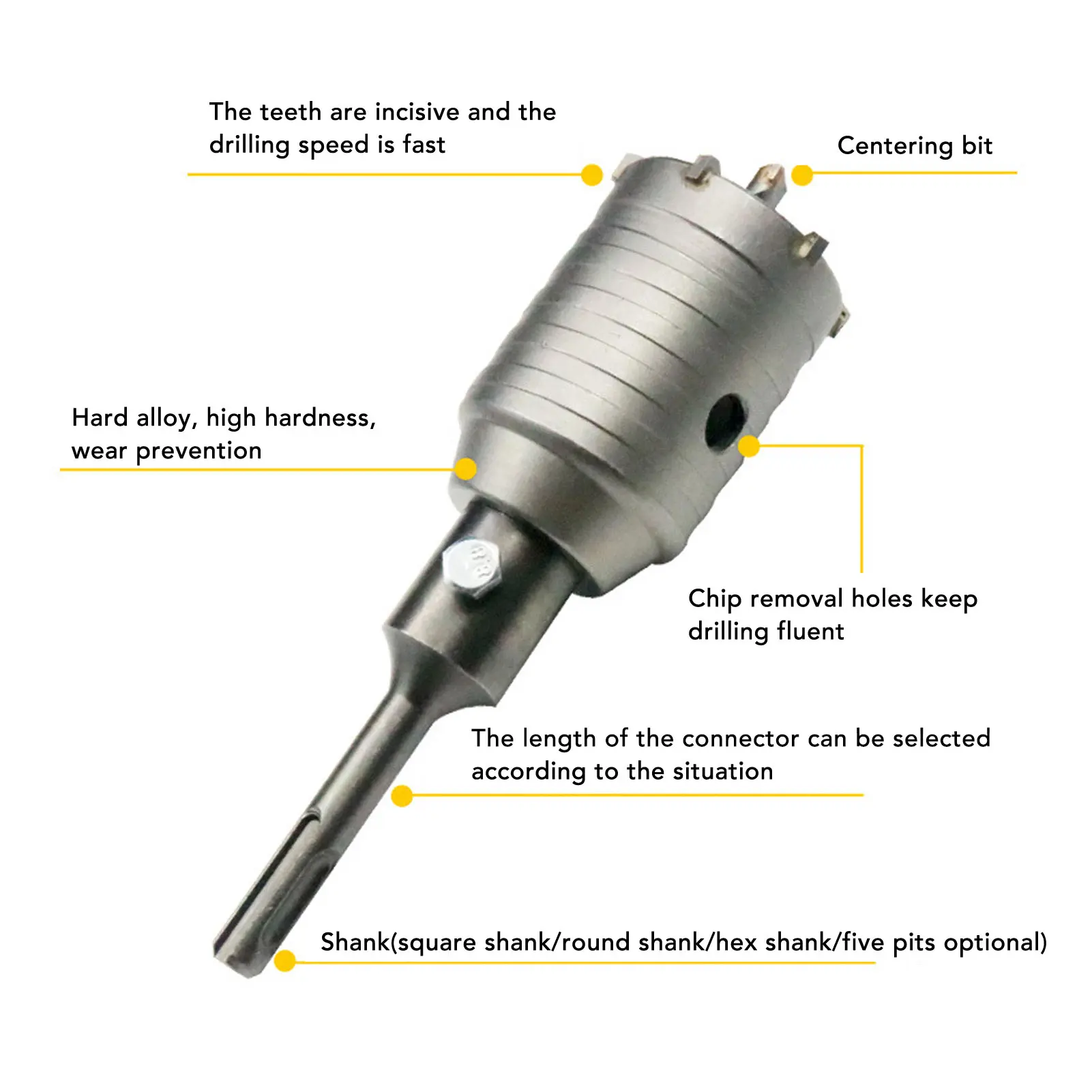 Concrete Hole Saw Kit 30mm 40mm 50mm 65mm Shank Wall Cement Masonry Stone Brick Drill Bit Sets Concrete Hole Saw Set