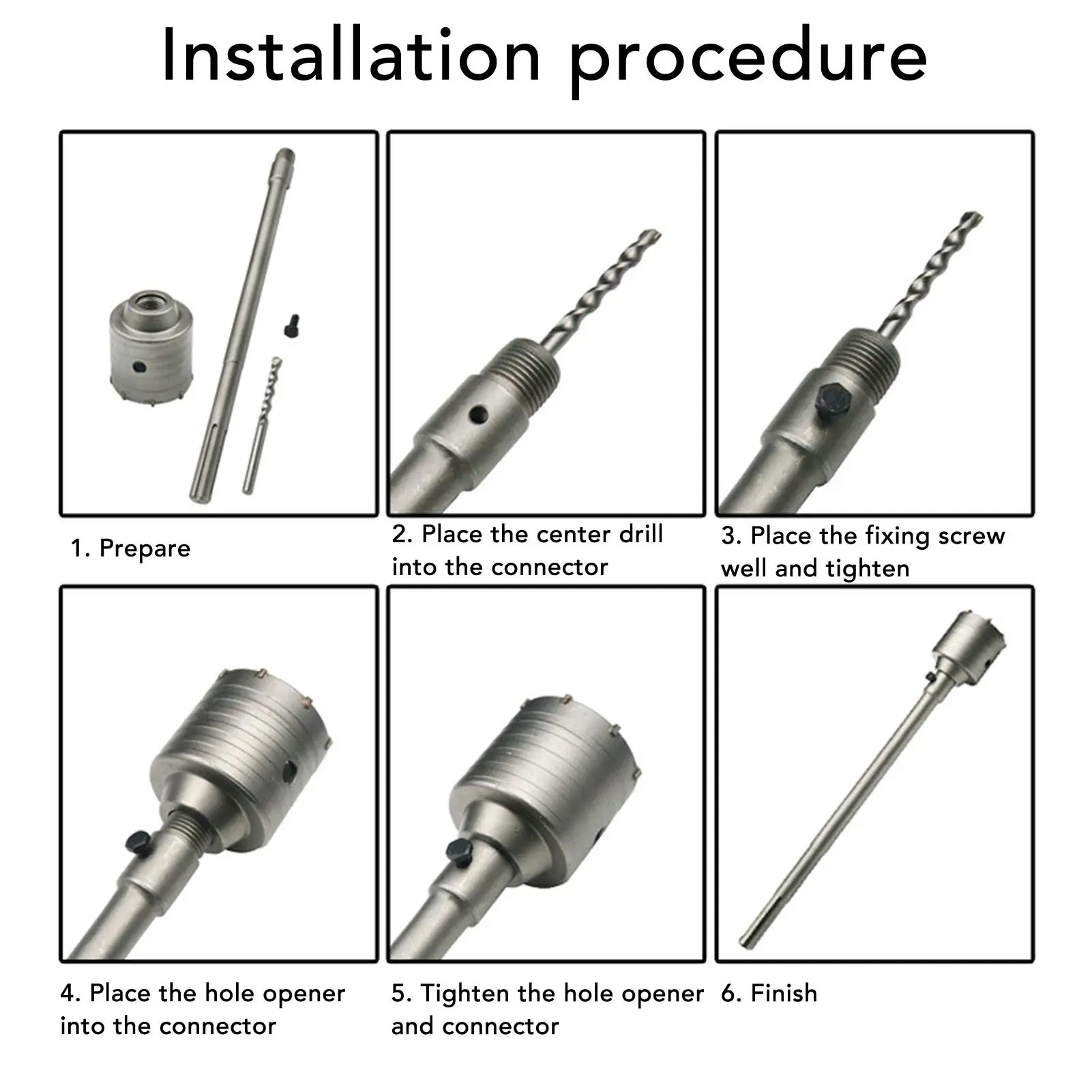 Concrete Hole Saw Kit 30mm 40mm 50mm 65mm Shank Wall Cement Masonry Stone Brick Drill Bit Sets Concrete Hole Saw Set