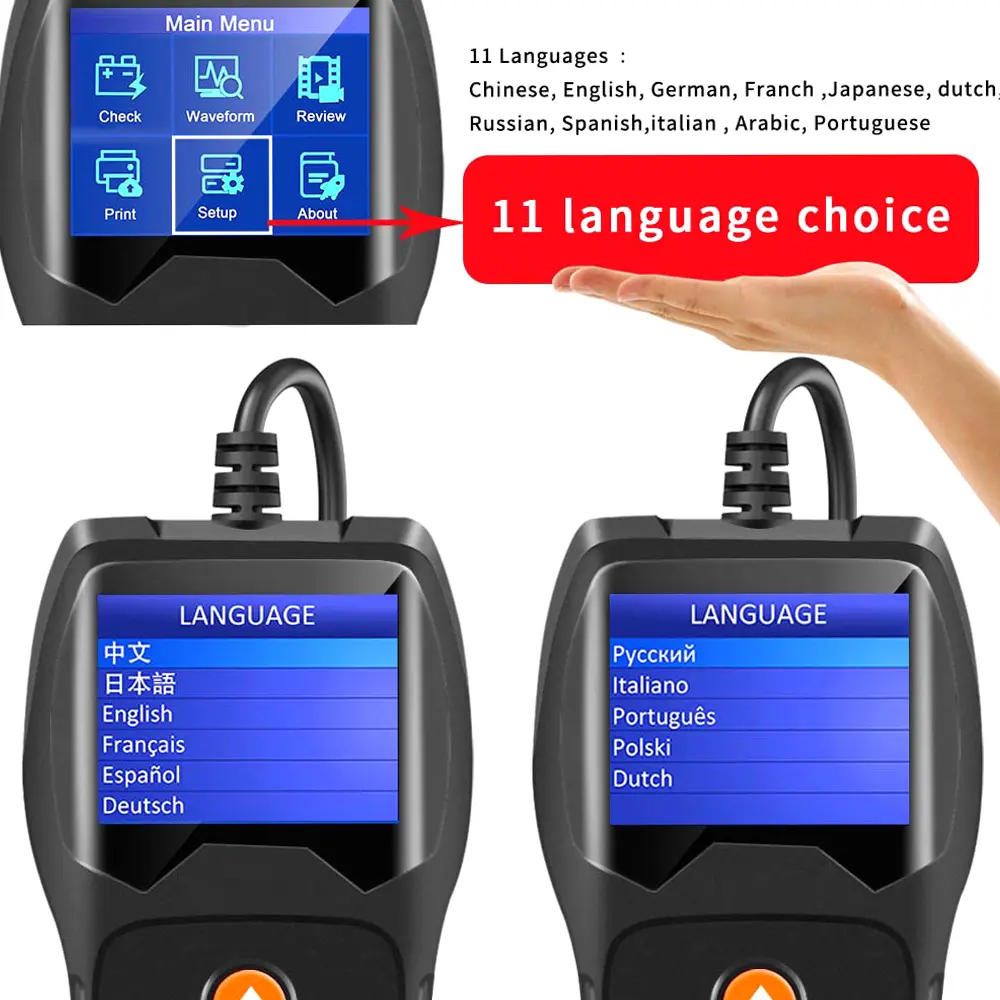 KONNWEI Car Battery Tester KW600 Automatic Smart 12V Auto Battery Analyzer Voltage 100 to 2000CCA Cranking Car Battery Tester