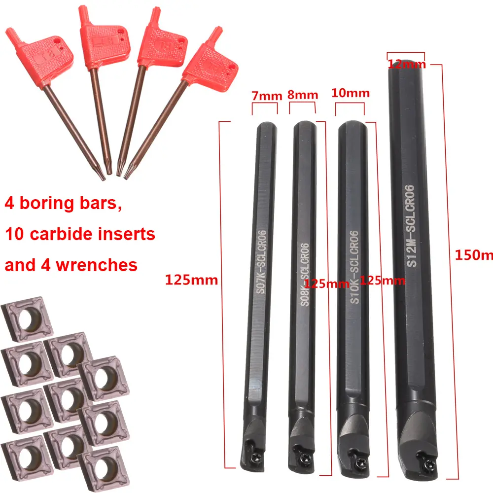 Metal Lathe Turning Tools Solid Carbide Inserts Holder Boring Bar With Wrenches S07K S08K S10K S12M-SCLCR06 SDJCR1010H07 Holder