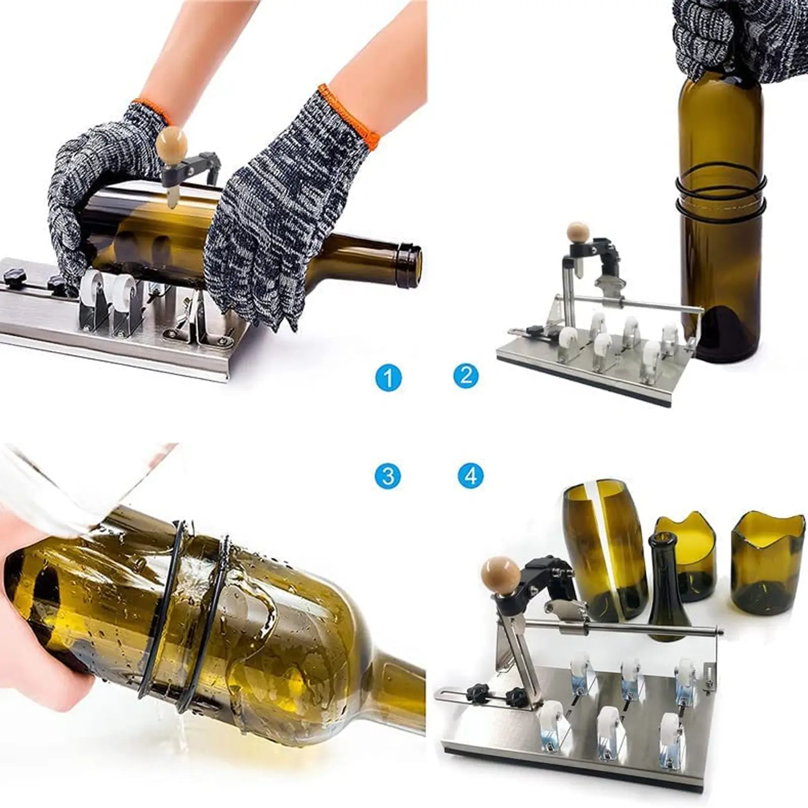 Bottle Cutter Bottle Cutting Tool Glass Bottle Cutter Upgraded Wine Cutting Tool Kit  Machine for Square Round Bottle Cutting