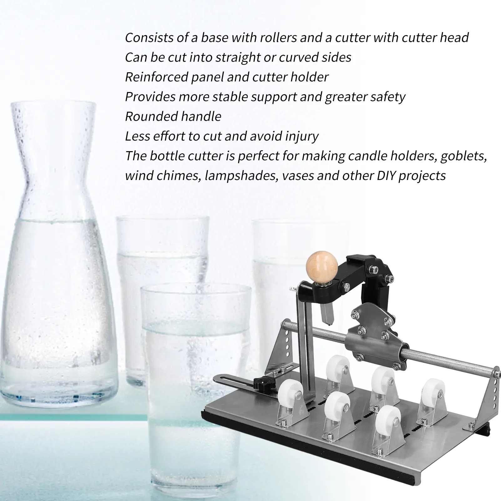 Bottle Cutter Bottle Cutting Tool Glass Bottle Cutter Upgraded Wine Cutting Tool Kit  Machine for Square Round Bottle Cutting