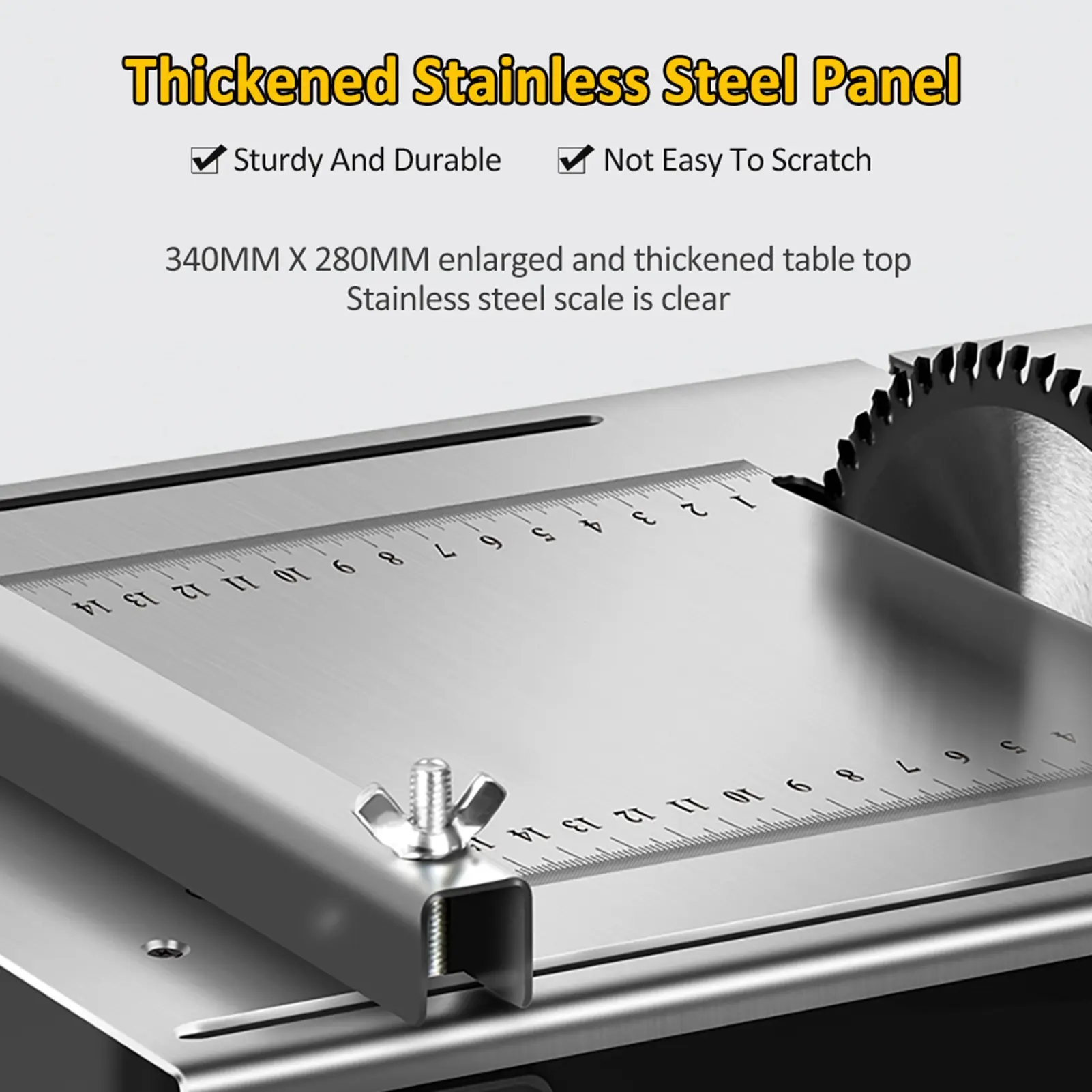 1200W Electric Table Saw Stainless Steel Table Top with Angle Ruler and Adjustable Backing Woodworking Cutting Saw Electric Saw