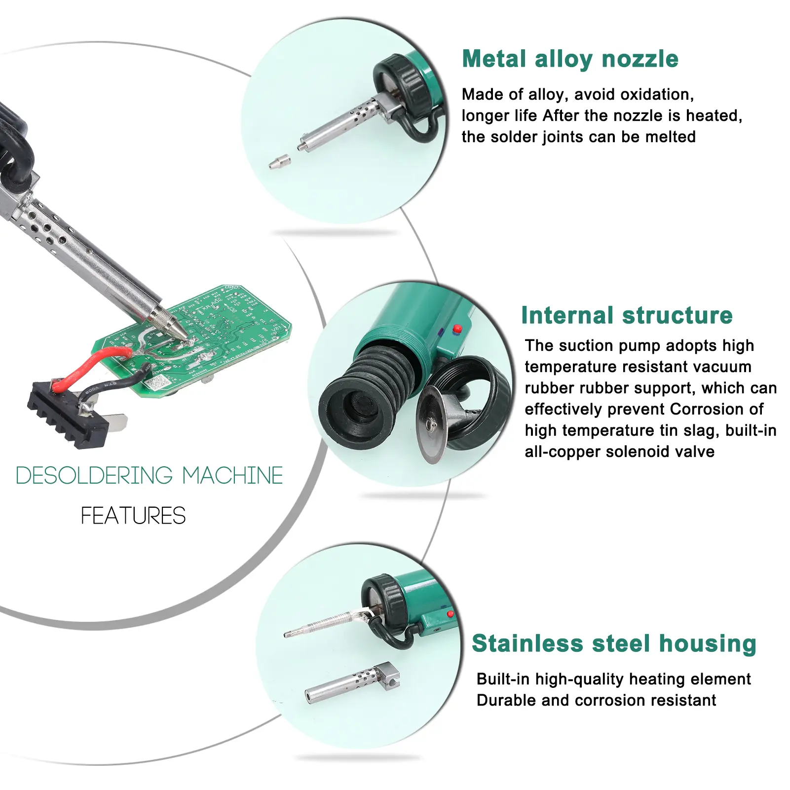 350W Electric Tin Absorber Powerful 2-Purpose Electric Tin Sucker Tin Molten Quick Heat Desoldering Machine Tin Removal Tool