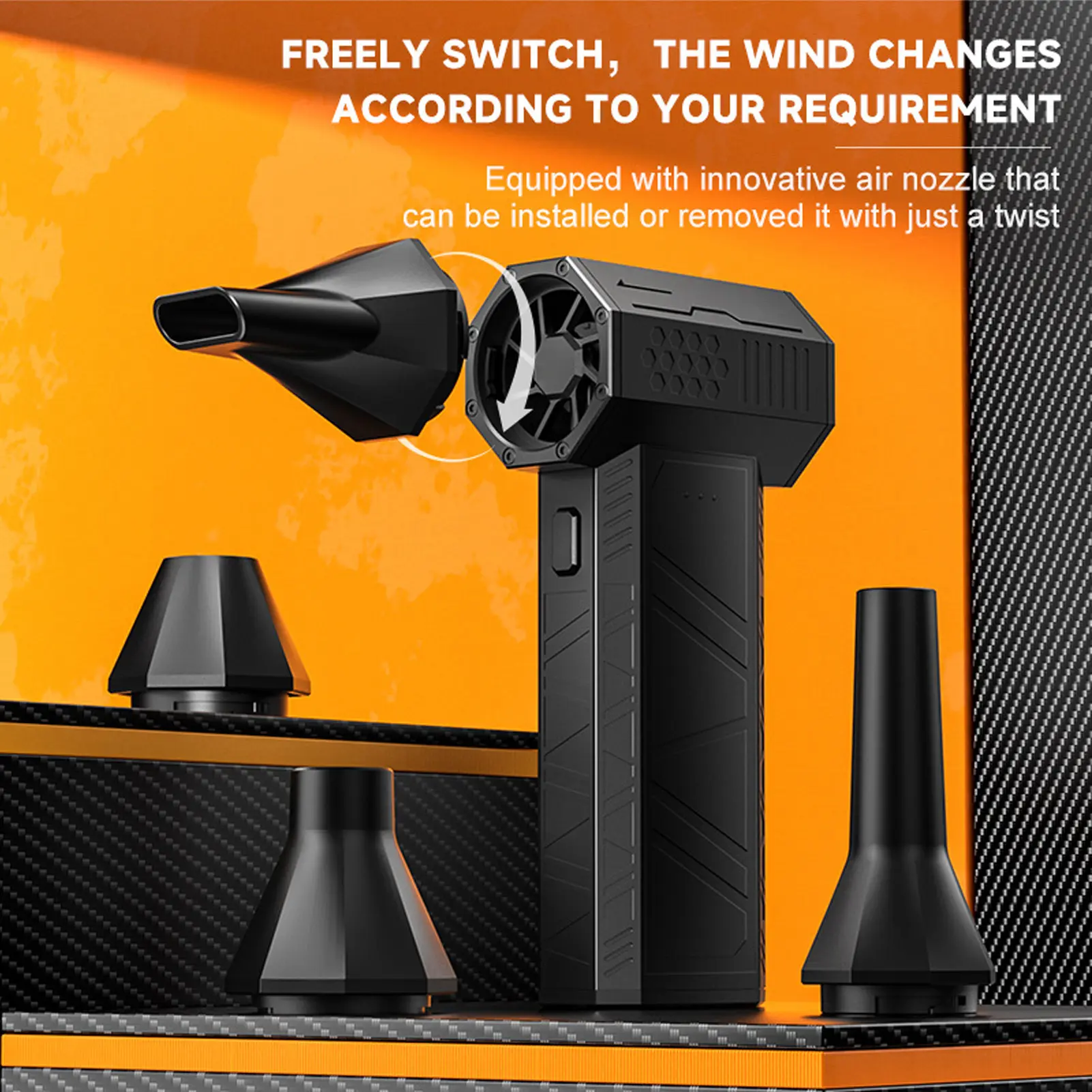 Handheld Turbofan Brushless Electric Air Duster 3 Nozzles Powerful Turbofan Cordless Air Blower for Dust Removal Cleaning Tool