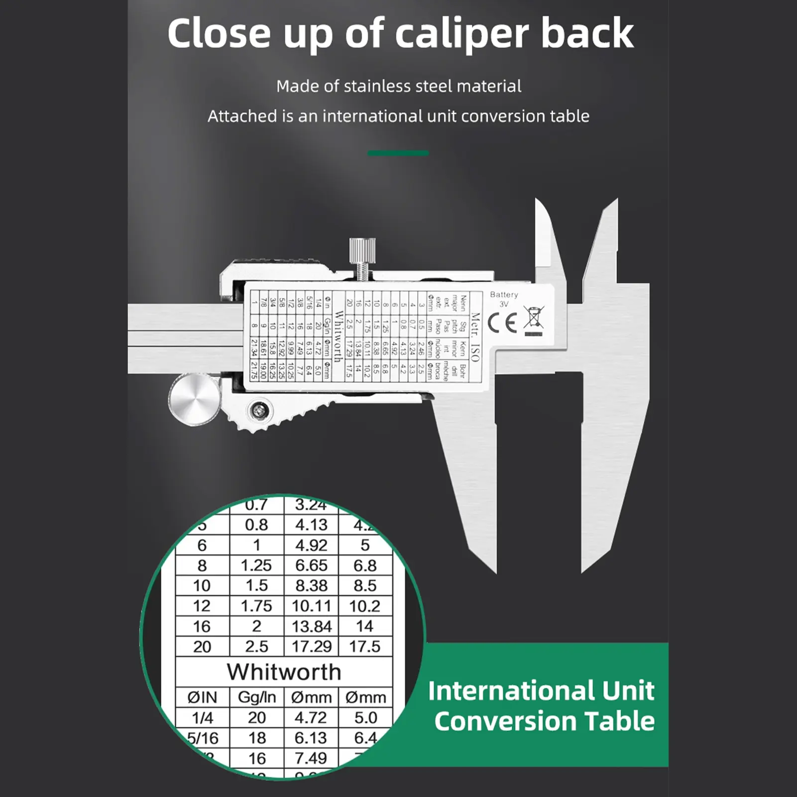 Digital Caliper 0-150mm/6" - Stainless Steel Vernier Caliper with LCD Display Mm/inch/Fractions Measurement Digital Measuring