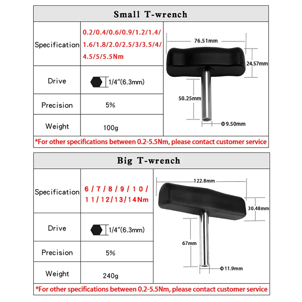 1/4-inch T-wrench Definite Torque Wrench Fixed Torque Hexagonal Wrench Compatible with Pneumatic Wrench Bits Adapter Sleeves