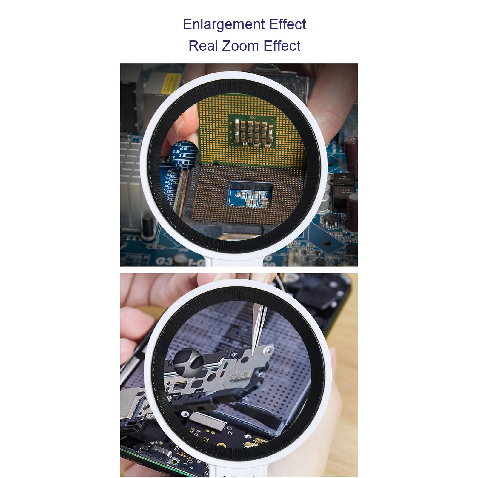 Handheld Illuminated Lighted Magnifier 10 Brightness Adjustment LED Illuminated Lighted Magnifier 5 Lighting Modes for Reading