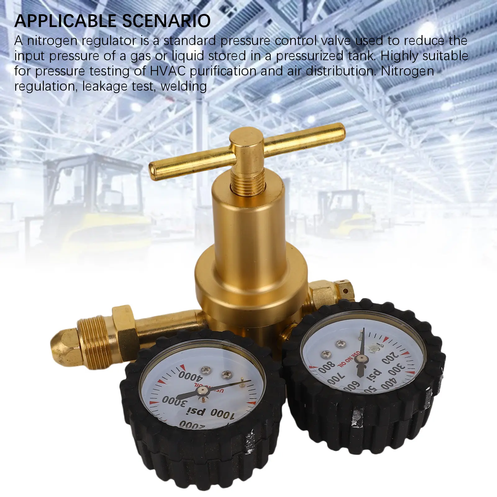 Nitrogen Regulator Effective Filtration CGA580 Inlet Connection Nitrogen Regulator 0-800PSI Accurate with 60in Hose for Welding