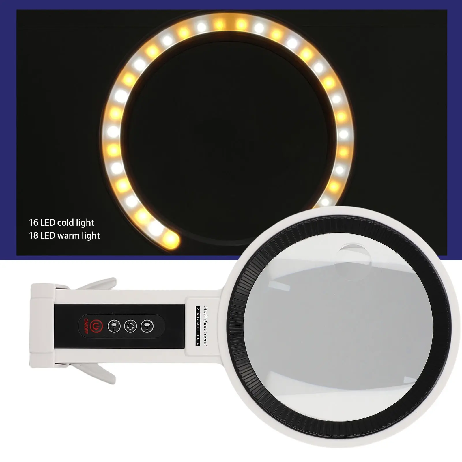 Lighted Magnifying Glass Professional Optical Lenses 5 Modes 2.5X + 4.5X Reading Lighted Magnifying Glass with Stand for Crafts