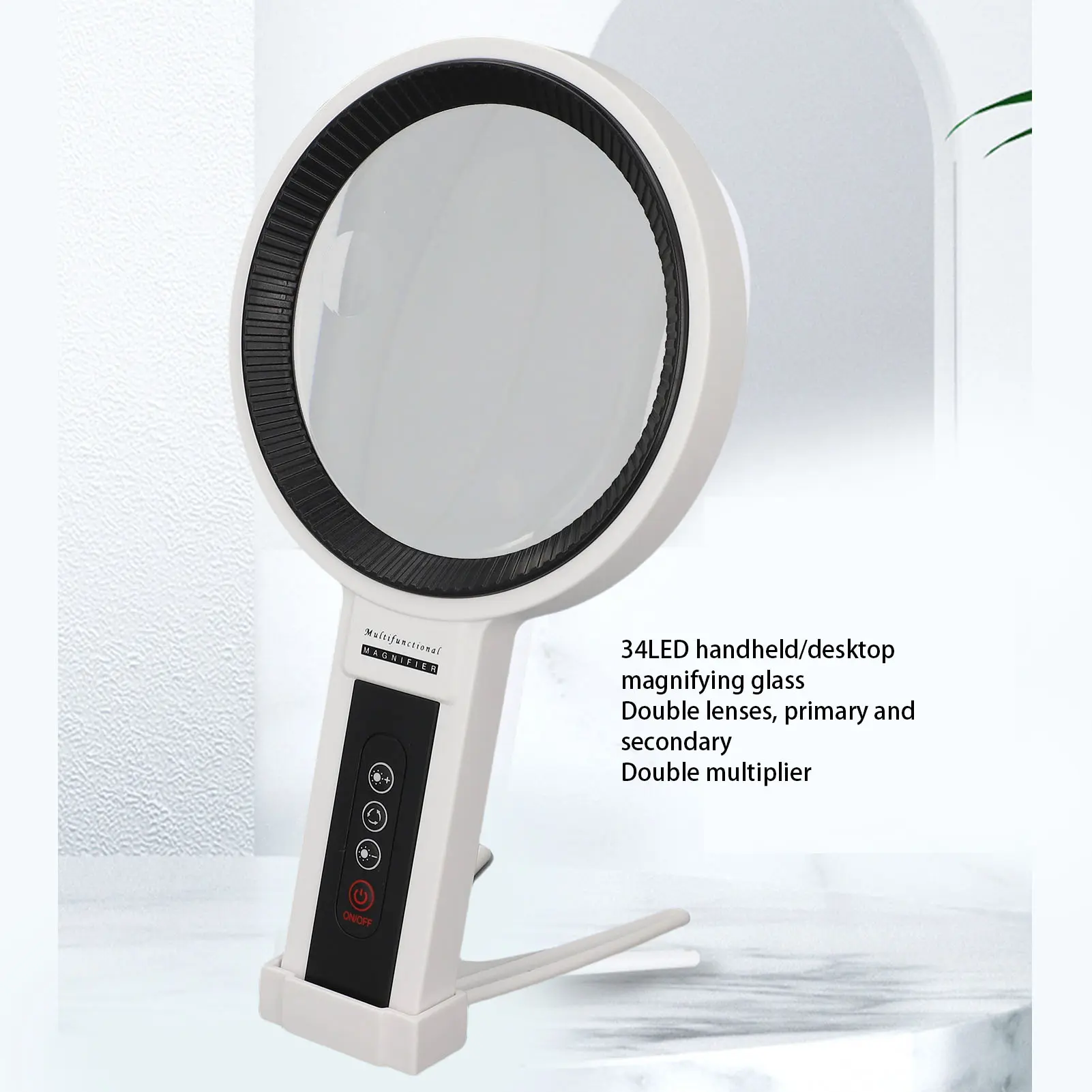 Lighted Magnifying Glass Professional Optical Lenses 5 Modes 2.5X + 4.5X Reading Lighted Magnifying Glass with Stand for Crafts