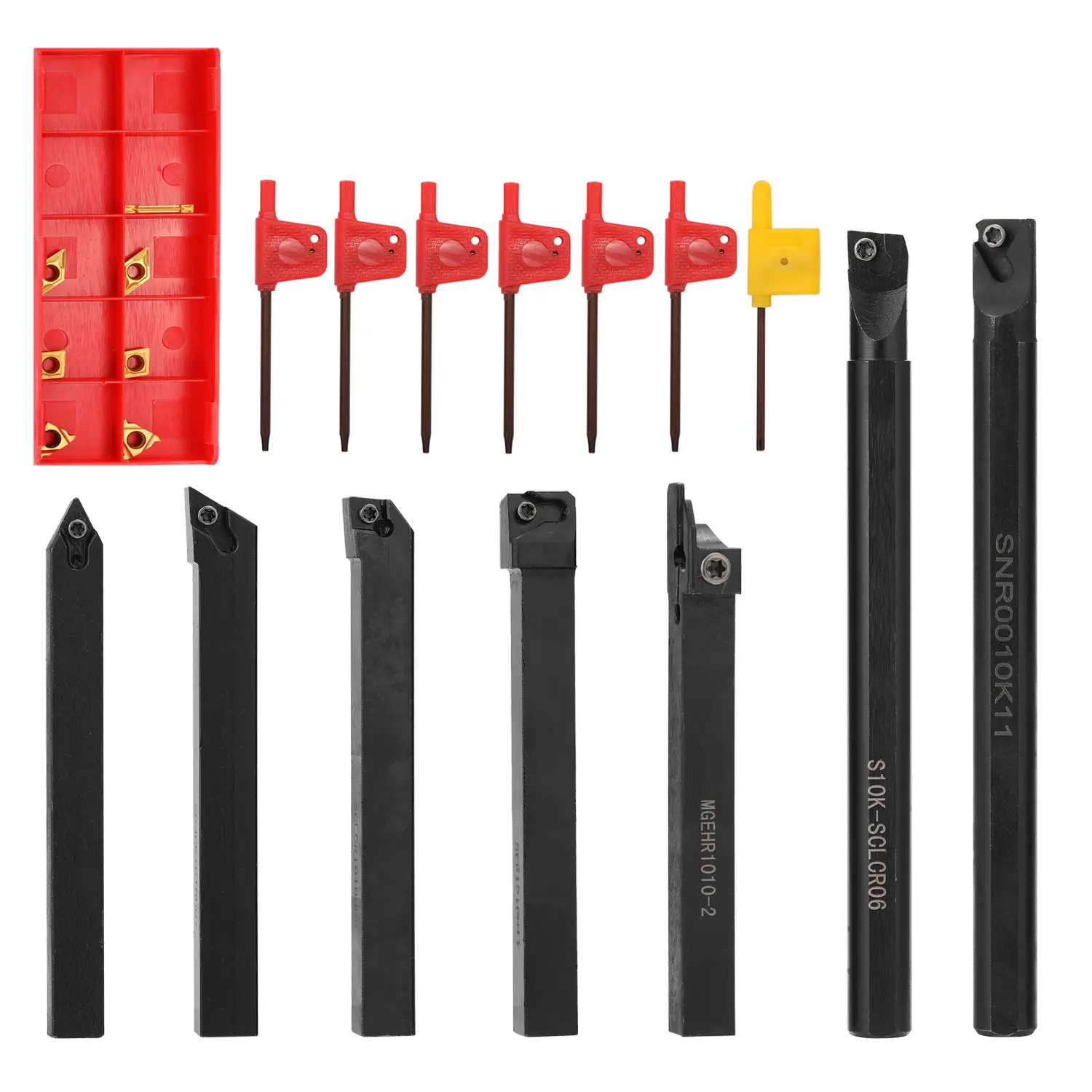 7pcs 12mm 10mm 8mm Shank Lathe Turning Tool Holder Boring Bar Lathe Tools Lathe Cutter Metal Turning Rod Holders and Inserts