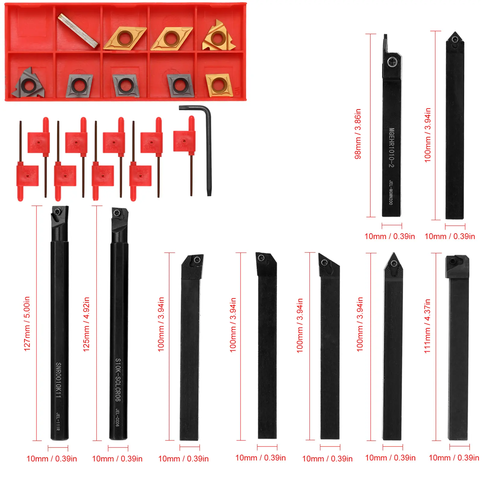 7pcs 12mm 10mm 8mm Shank Lathe Turning Tool Holder Boring Bar Lathe Tools Lathe Cutter Metal Turning Rod Holders and Inserts
