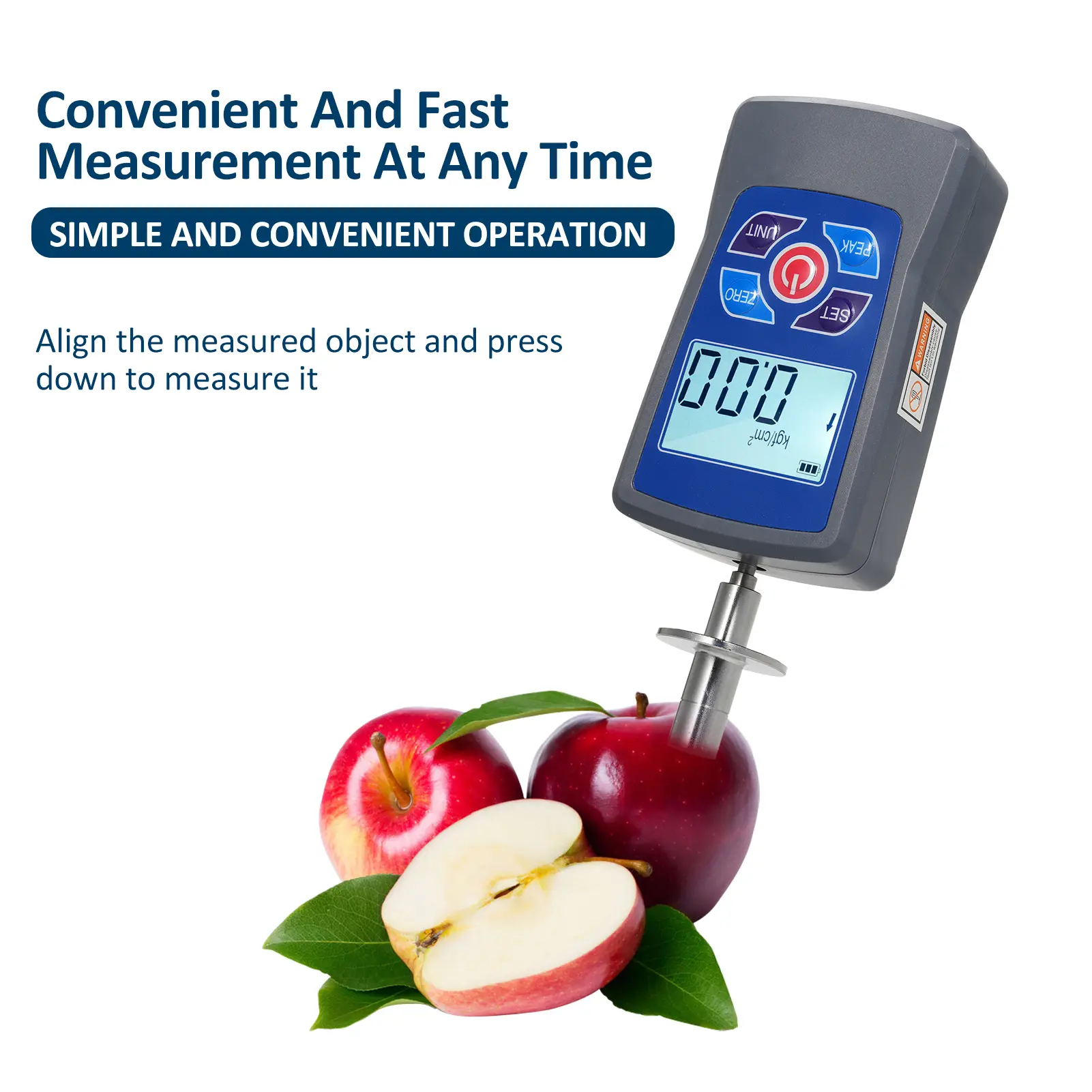 Digital Fruit Hardness Tester Meter Mini Fruit Penetrometer Durometer Pears Grapes Oranges Fruit Sclerometer 0.2 to 30 Kgf/cm²