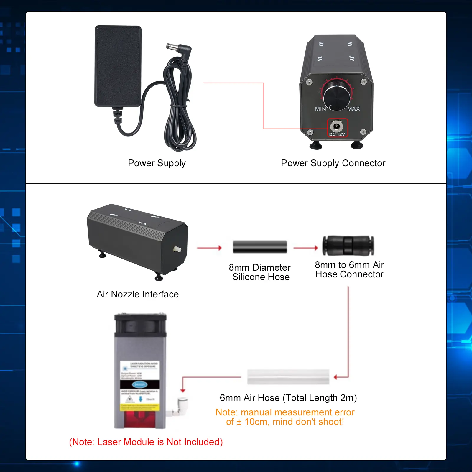 Laser Air Assist Pump 22L/Min Air Assist Compressor for Laser Cutter and Engraver Adjustable Engraving Machine Accessories