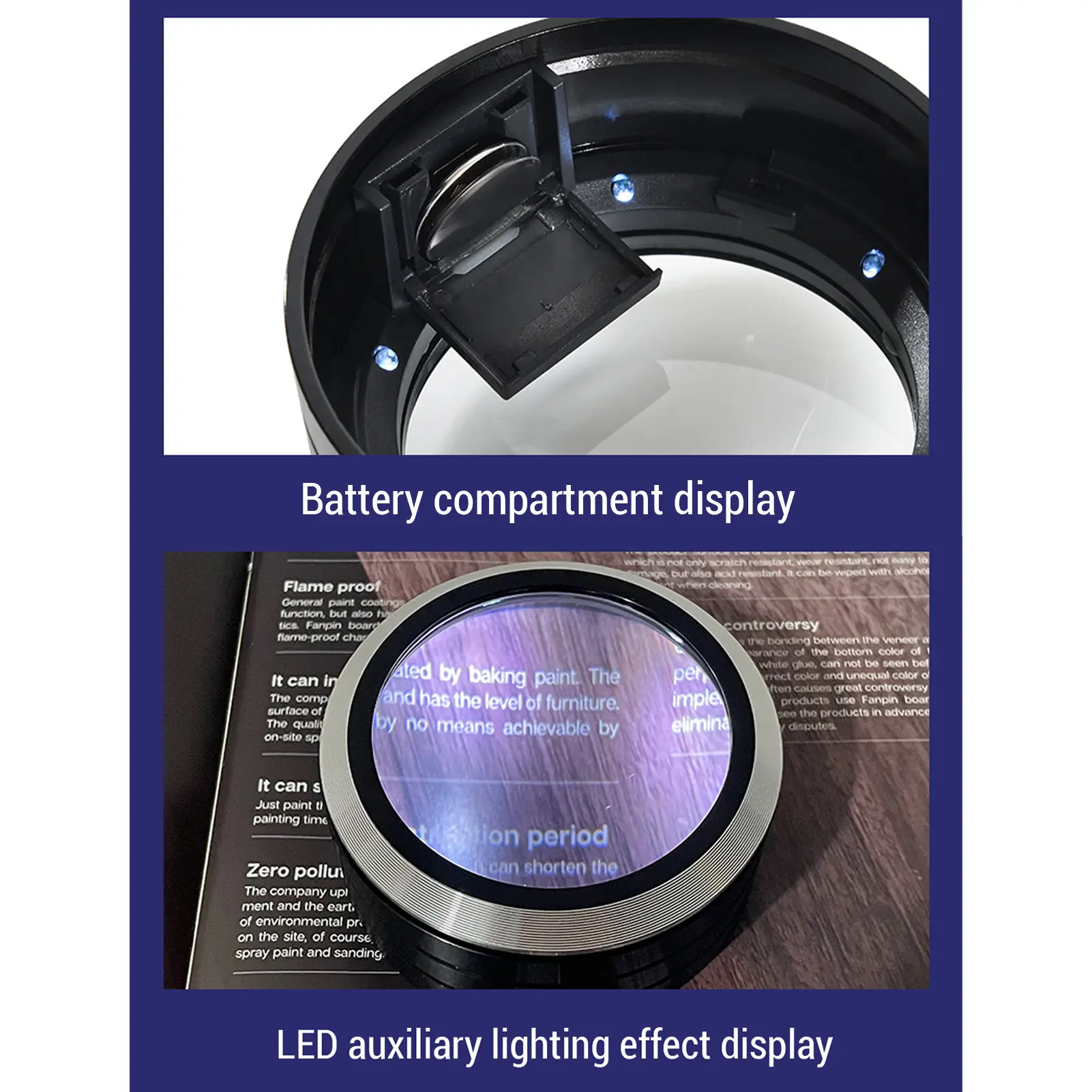 5X Cylinder Magnifying Glass Aluminum Alloy 6 LED Lights 70mm Diameter Lens K9 Optical Glass Desktop Magnifier Magnifying Glass