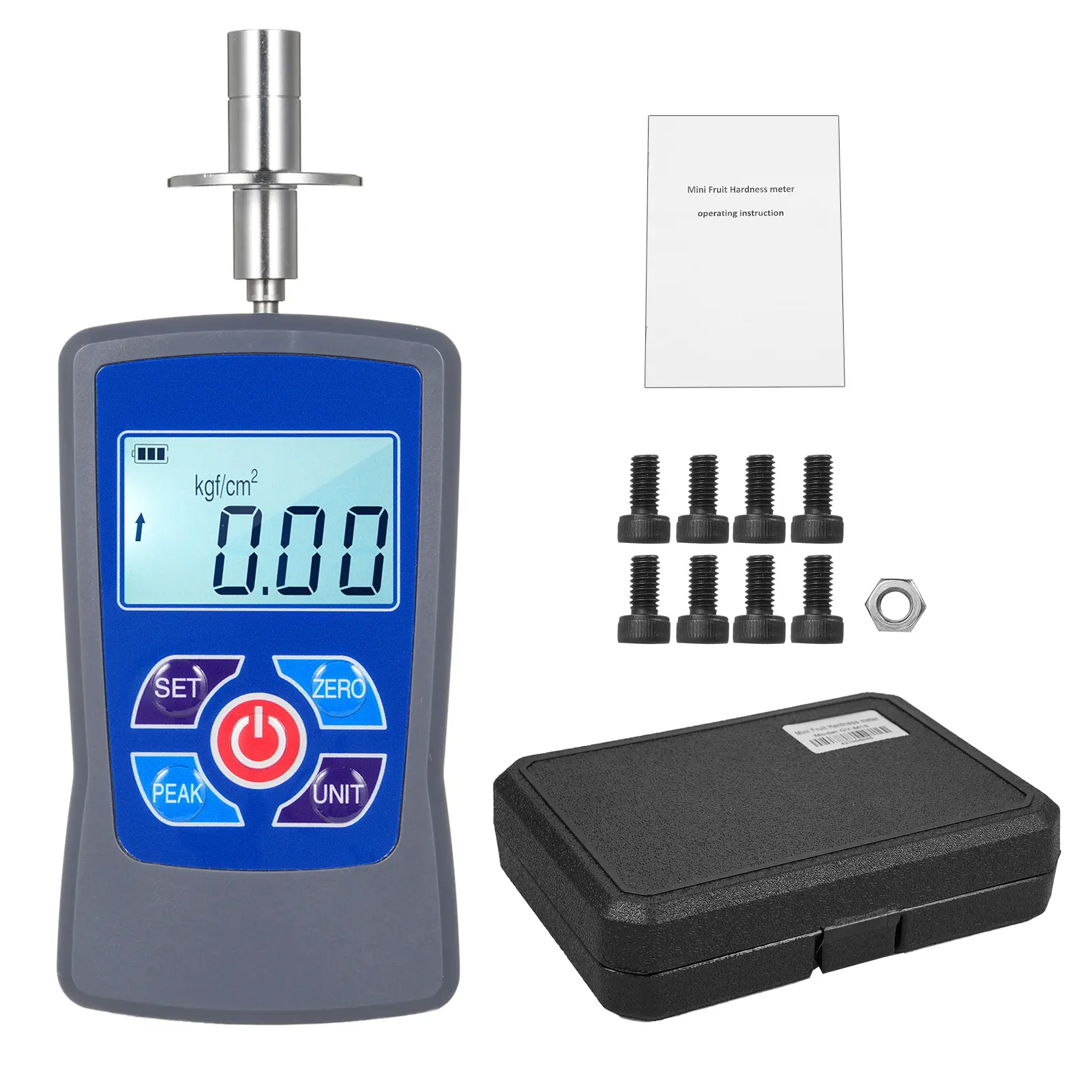 Digital Fruit Hardness Tester Meter Mini Fruit Penetrometer Durometer Pears Grapes Oranges Fruit Sclerometer 0.2 to 30 Kgf/cm²
