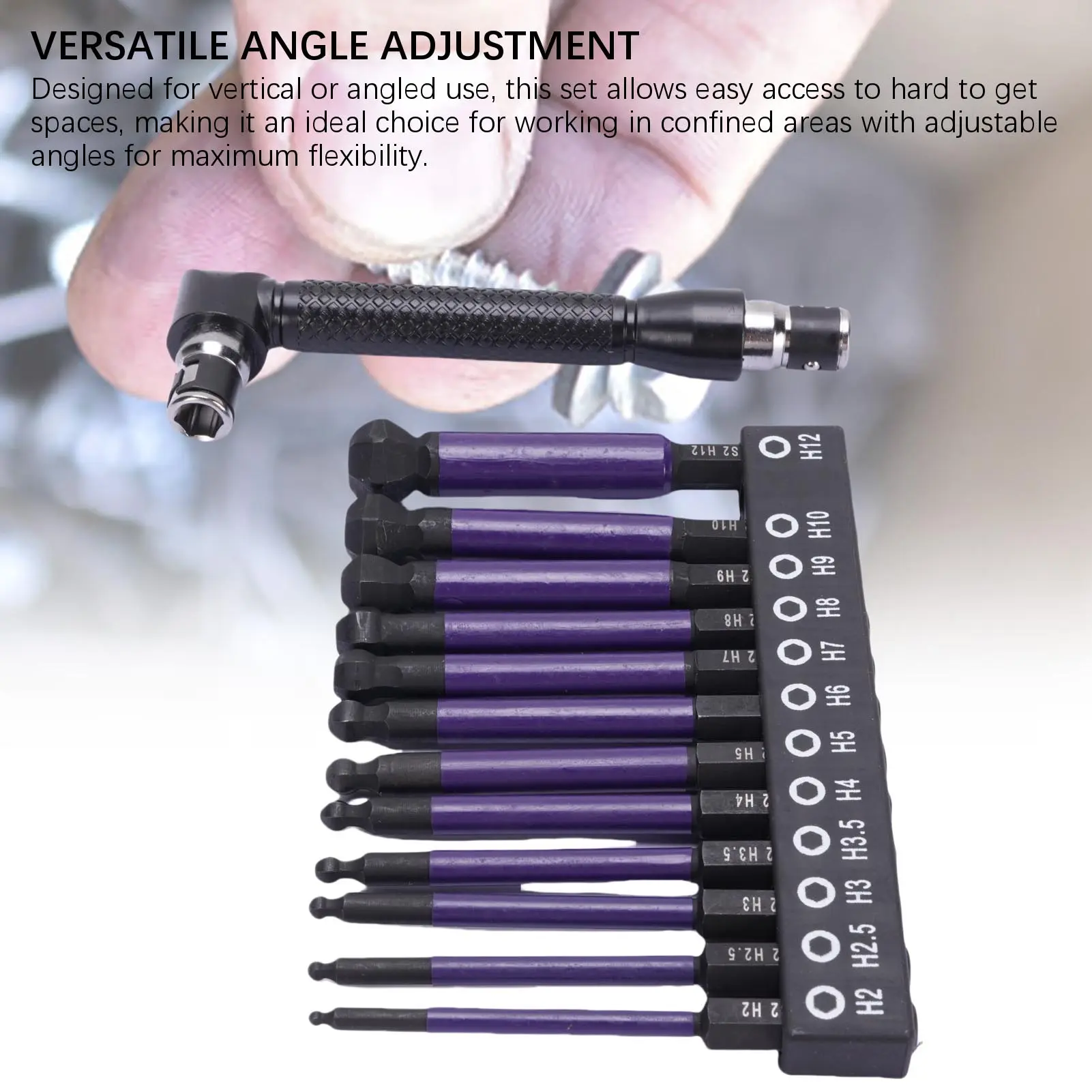 12 Pcs  Ball End Screwdriver Bit Ball End Hex Head Drill Bit 1/4in Hex Shank High Hardness Multipurpose for Manual Screwdrivers