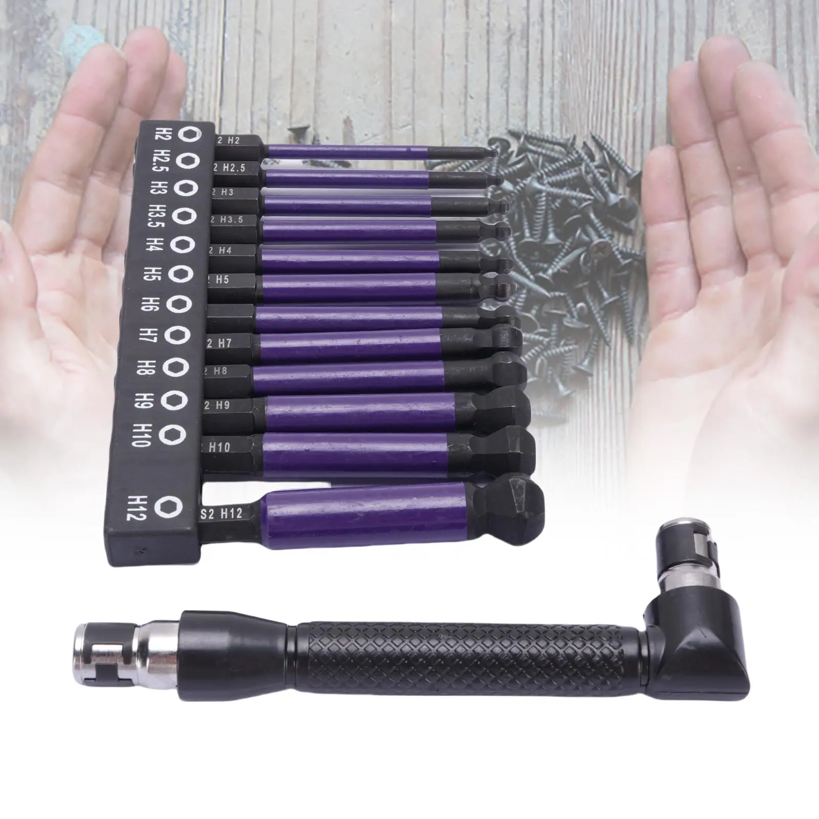 12 Pcs  Ball End Screwdriver Bit Ball End Hex Head Drill Bit 1/4in Hex Shank High Hardness Multipurpose for Manual Screwdrivers