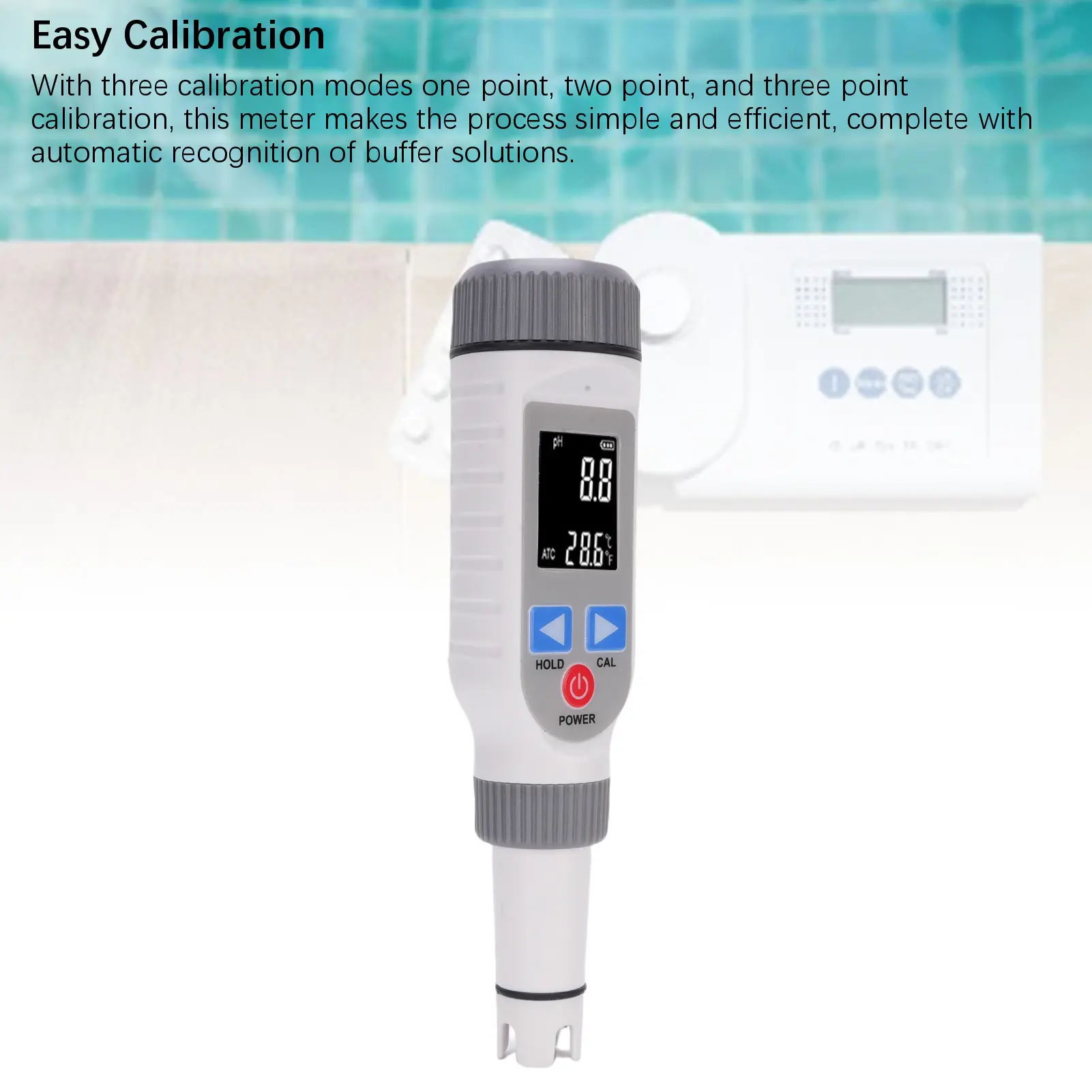 PH Meter Negative Color LCD Screen Red White Color 0.05 Accuracy Portable Temperature  Test Pen