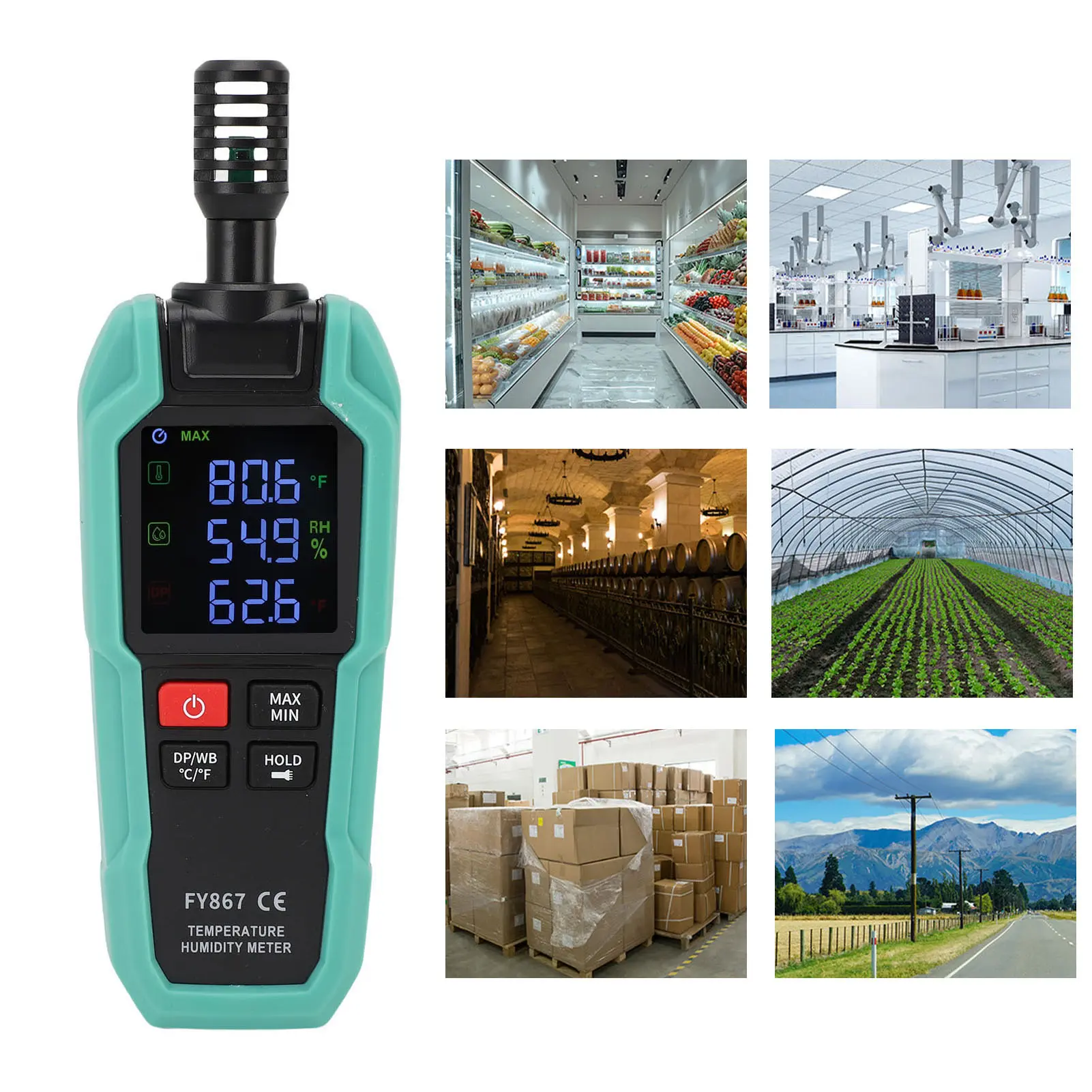 Digital Temperature Humidity Meter High Sensitivity Dew Point Ambient Reverse Display Screen Thermo Hygrometer for Laboratory