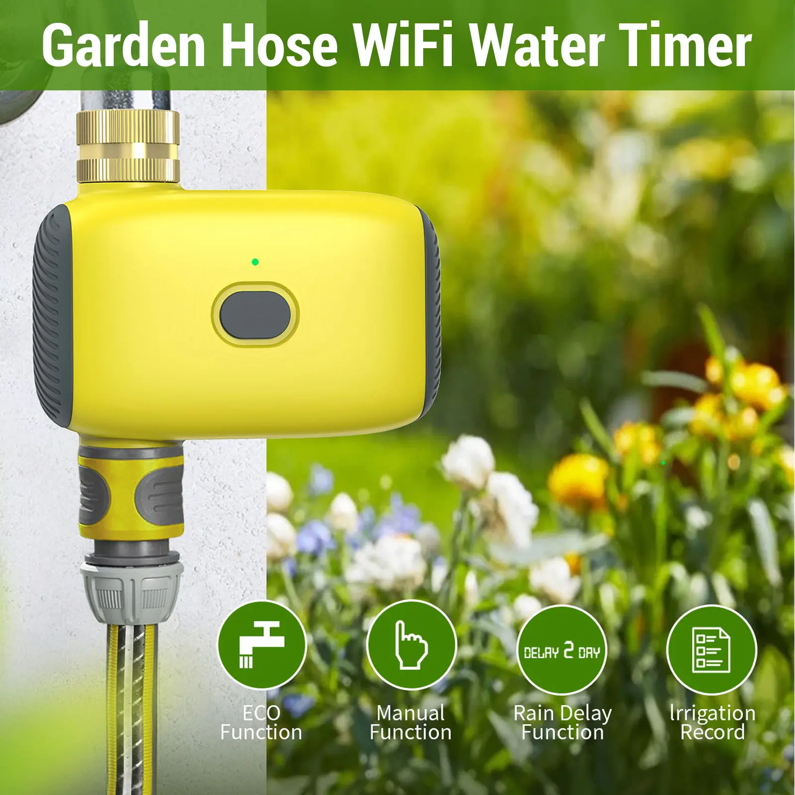 WiFi  Timer IP55  Proof Rainy Day Delayed Watering Prevent Leakage 2 Irrigation Modes WiFi Sprinkler Timer for Lawns Patios