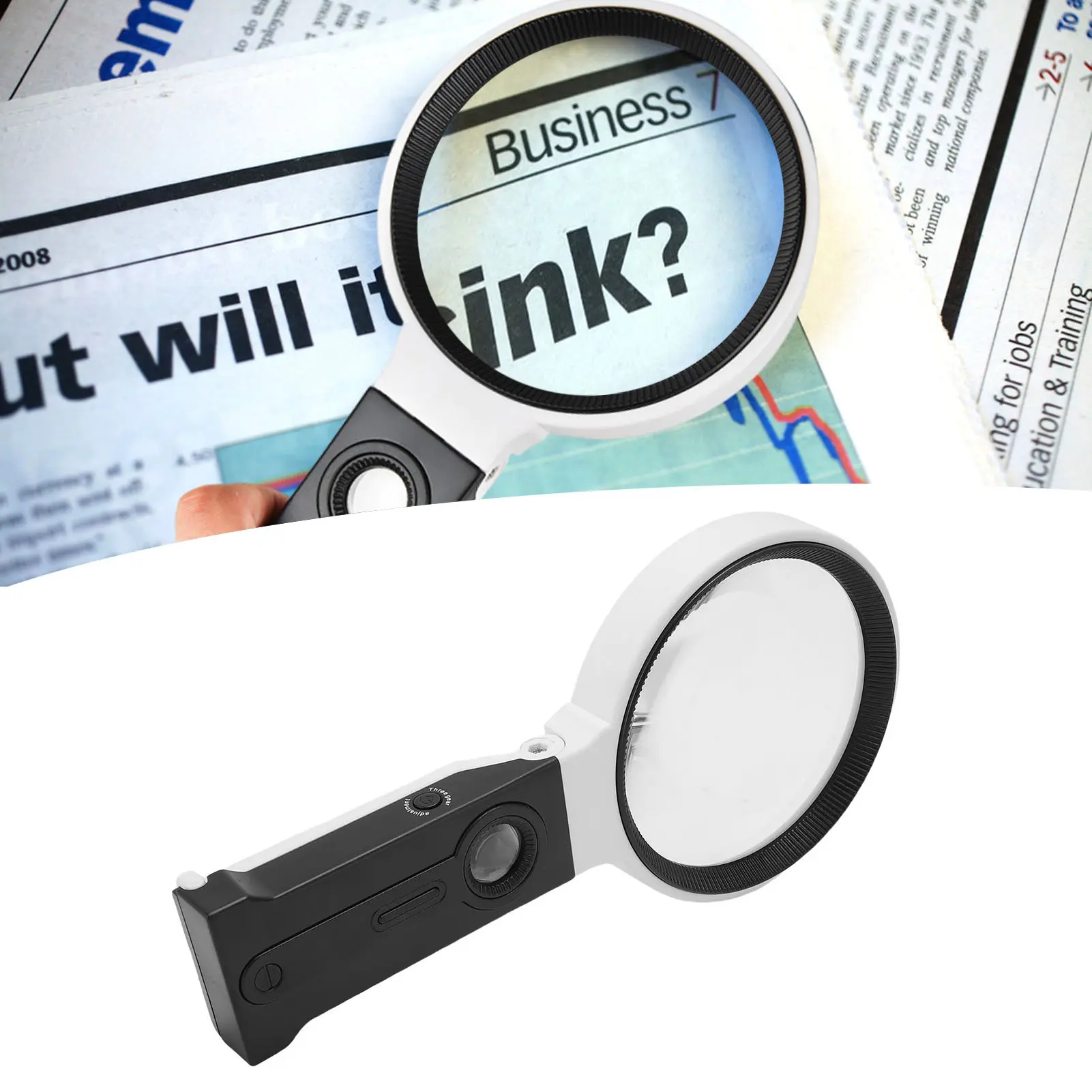 Magnifying Glass ABS Frame Portable Multifunctional 3.5x 25x Magnification 4 Lighting Modes Handheld Magnifier for Observation