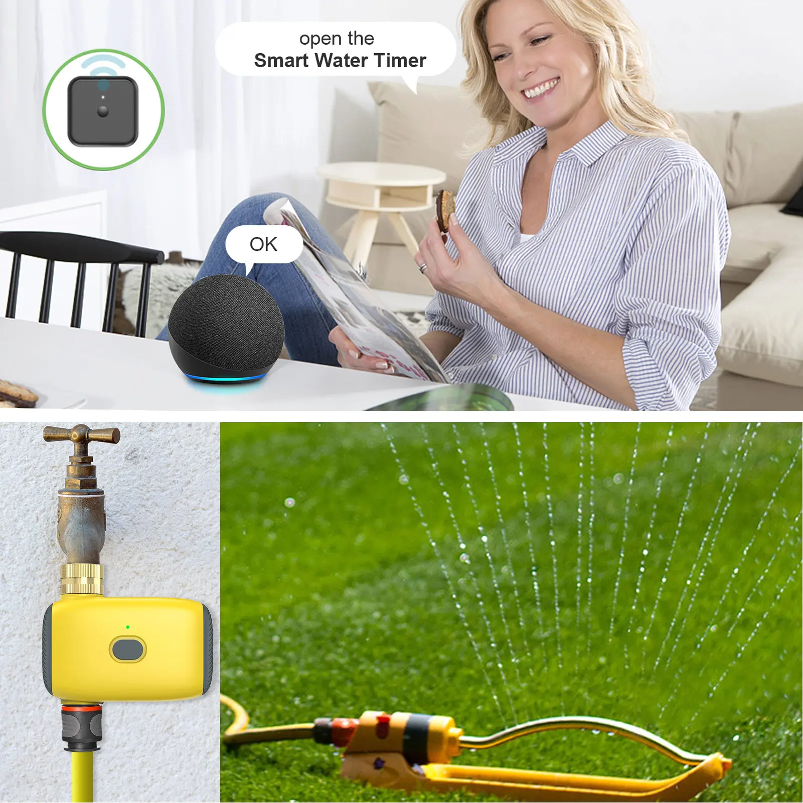 WiFi  Timer IP55  Proof Rainy Day Delayed Watering Prevent Leakage 2 Irrigation Modes WiFi Sprinkler Timer for Lawns Patios