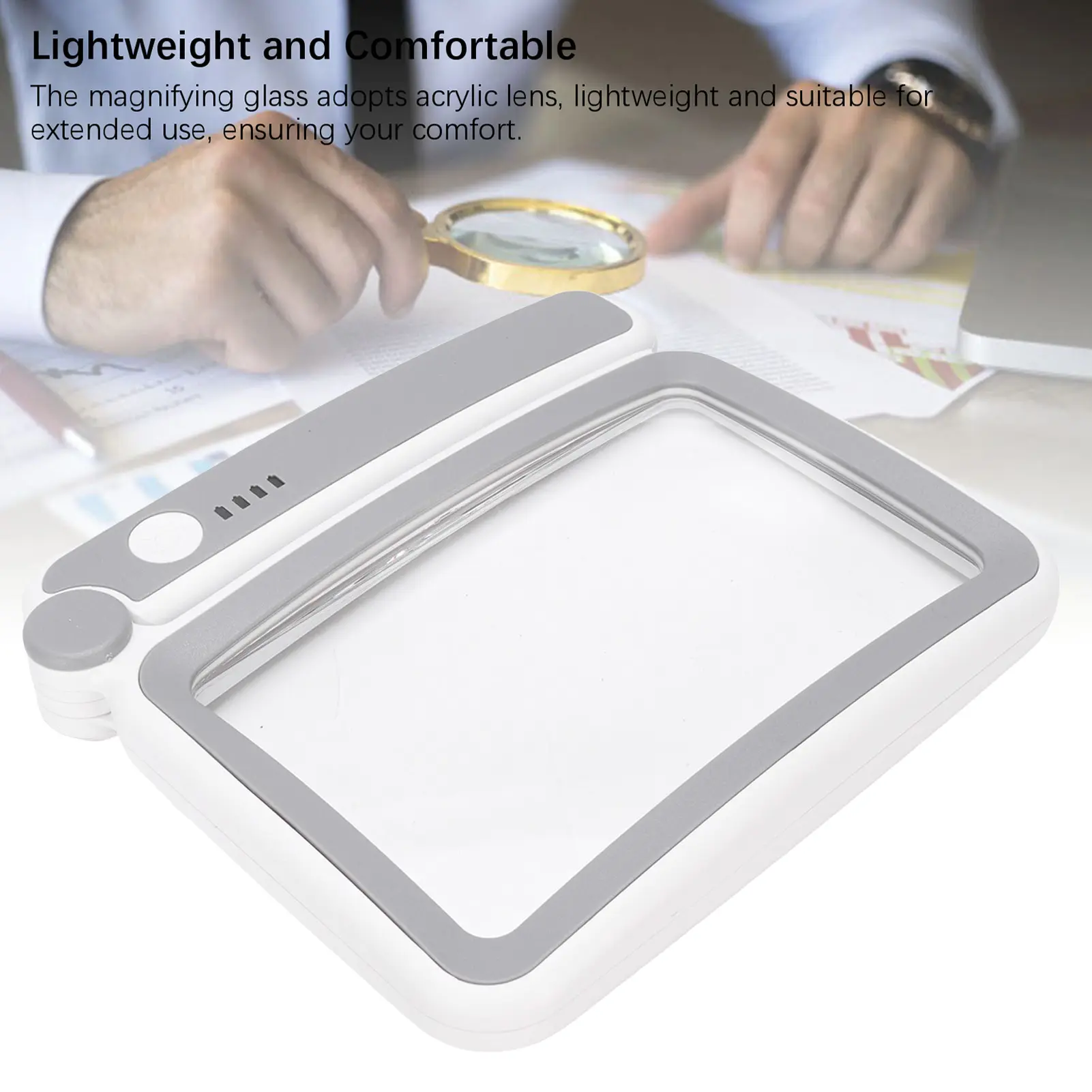 3.5X Handheld Magnifying Glass LED Lighted Magnifying Glass 3.5X Rechargeable Folding Handheld Rectangular Magnifier with Light