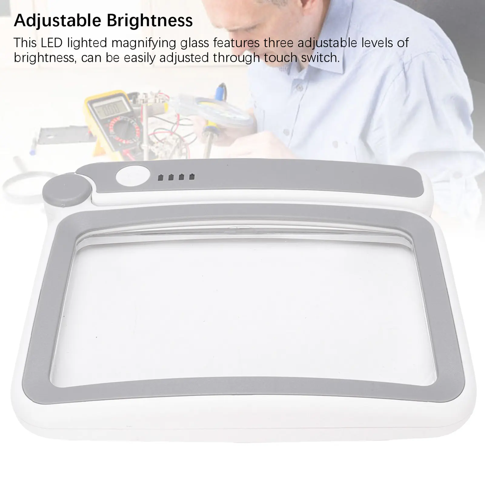 3.5X Handheld Magnifying Glass LED Lighted Magnifying Glass 3.5X Rechargeable Folding Handheld Rectangular Magnifier with Light
